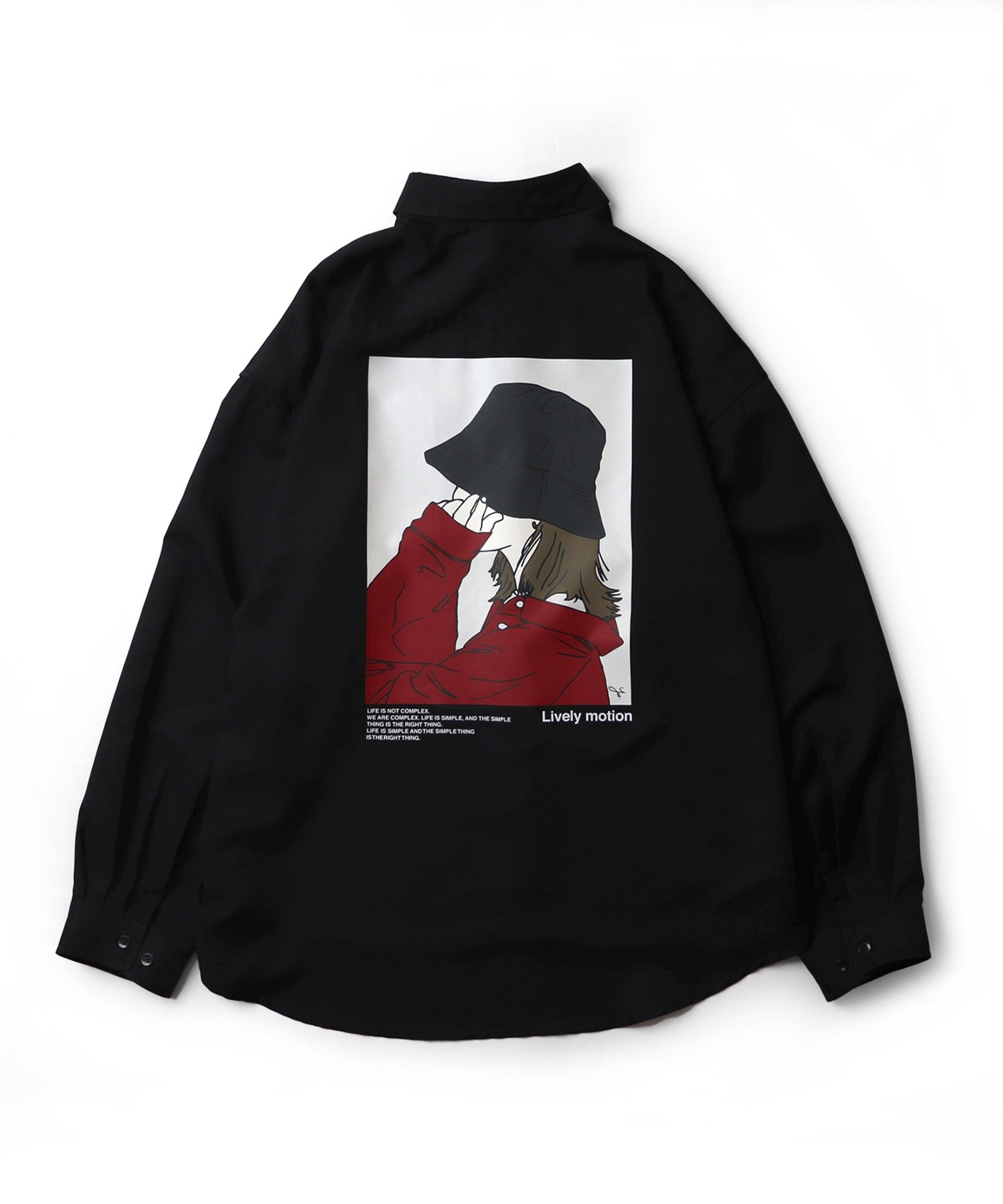 25SS ビッグシルエット バケットガール イラストバックプリントシャツ 長袖