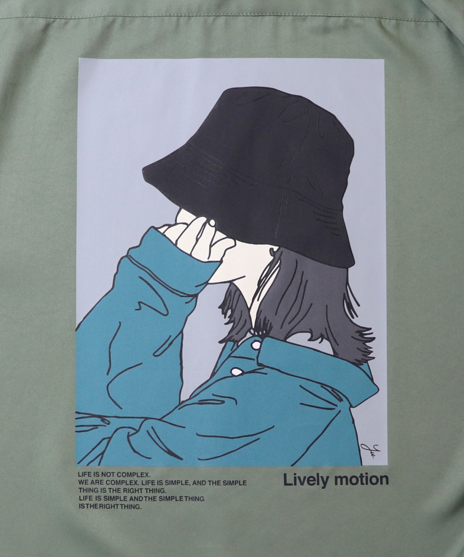 25SS ビッグシルエット バケットガール イラストバックプリントシャツ 長袖