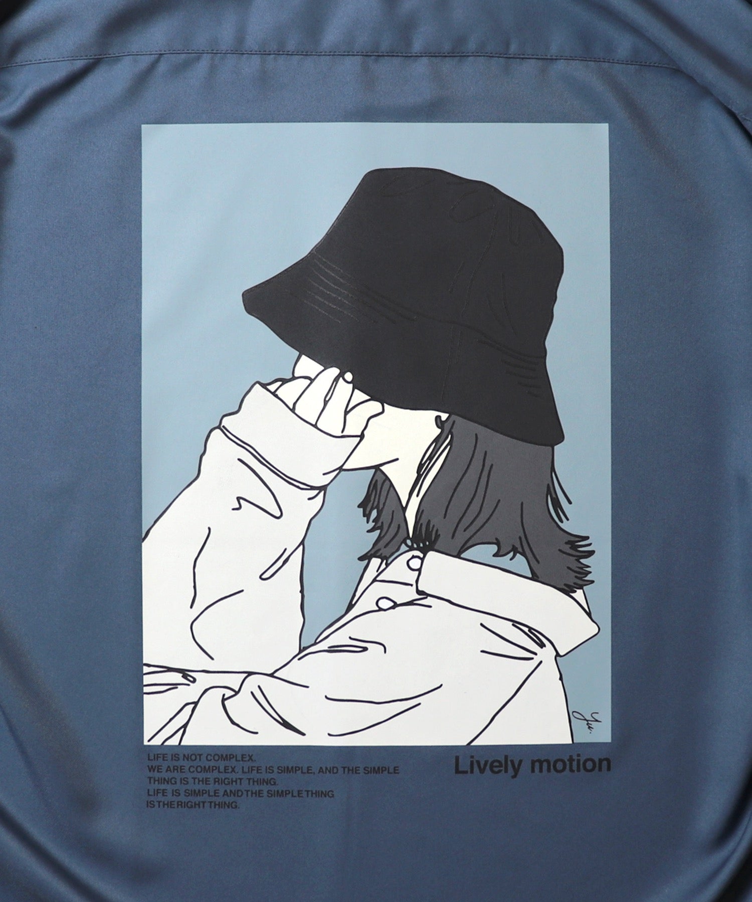 25SS ビッグシルエット バケットガール イラストバックプリントシャツ 長袖