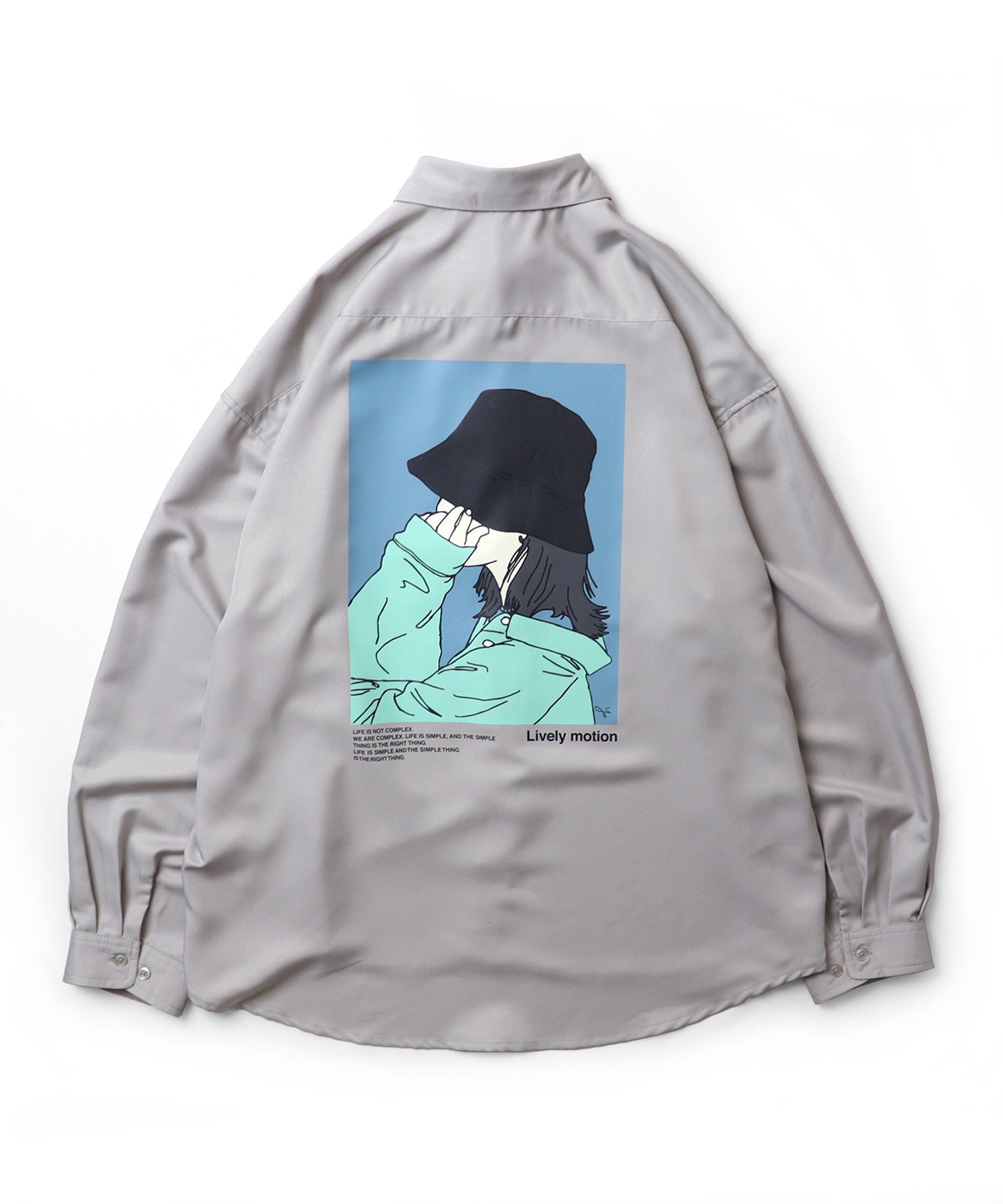 25SS ビッグシルエット バケットガール イラストバックプリントシャツ 長袖