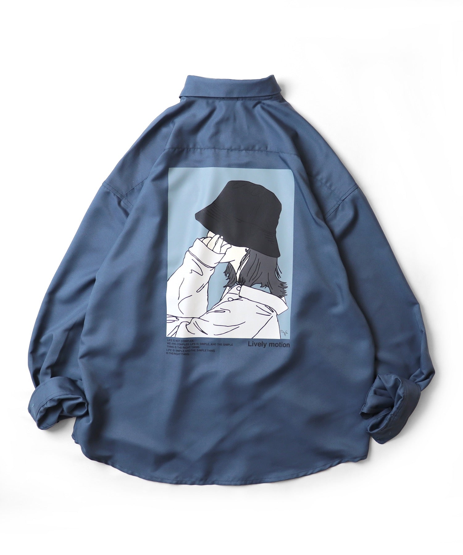 25SS ビッグシルエット バケットガール イラストバックプリントシャツ 長袖