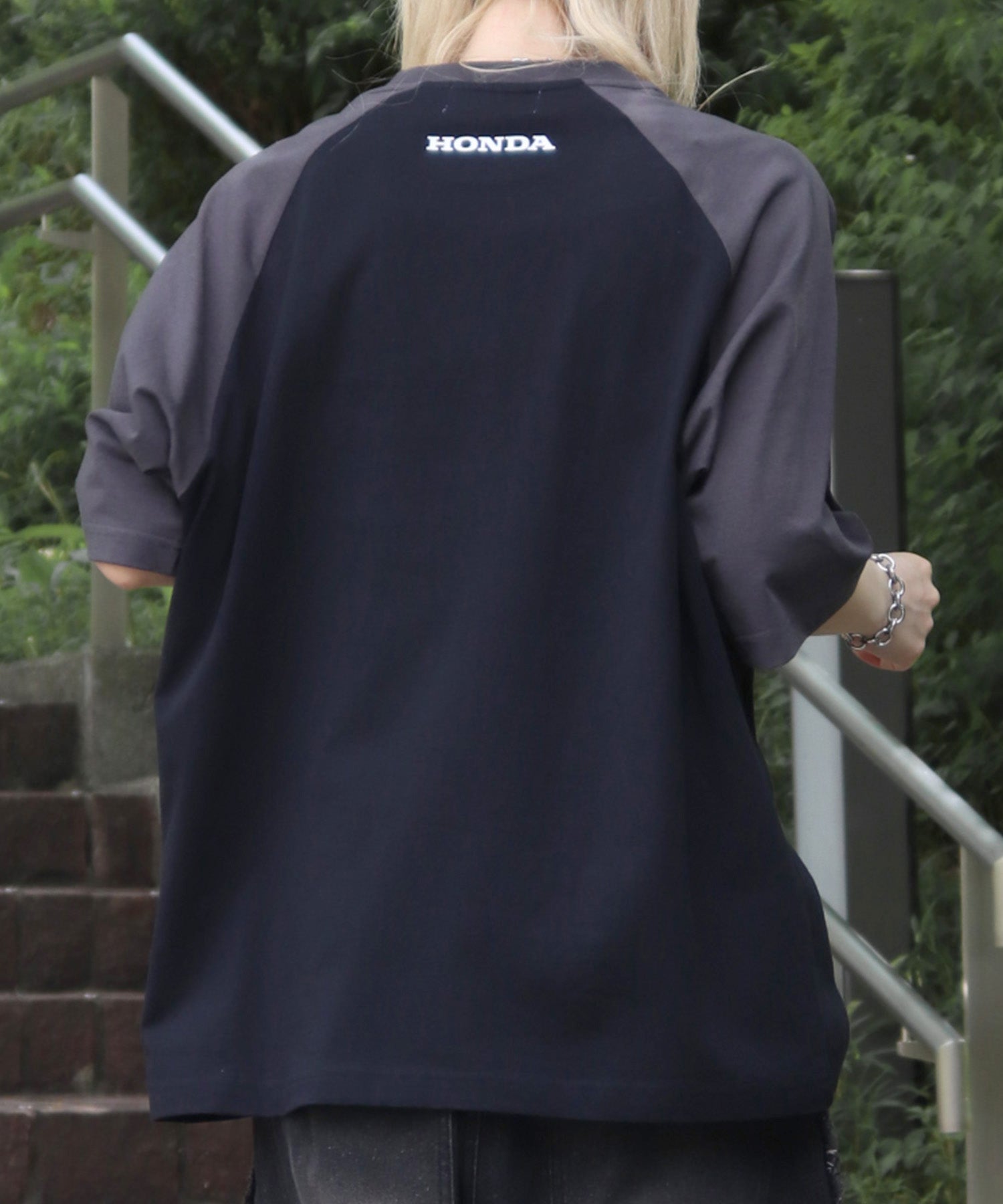 25SS【HONDA / ホンダ】フロントプリント ボックスシルエット ラグラン半袖Tシャツ