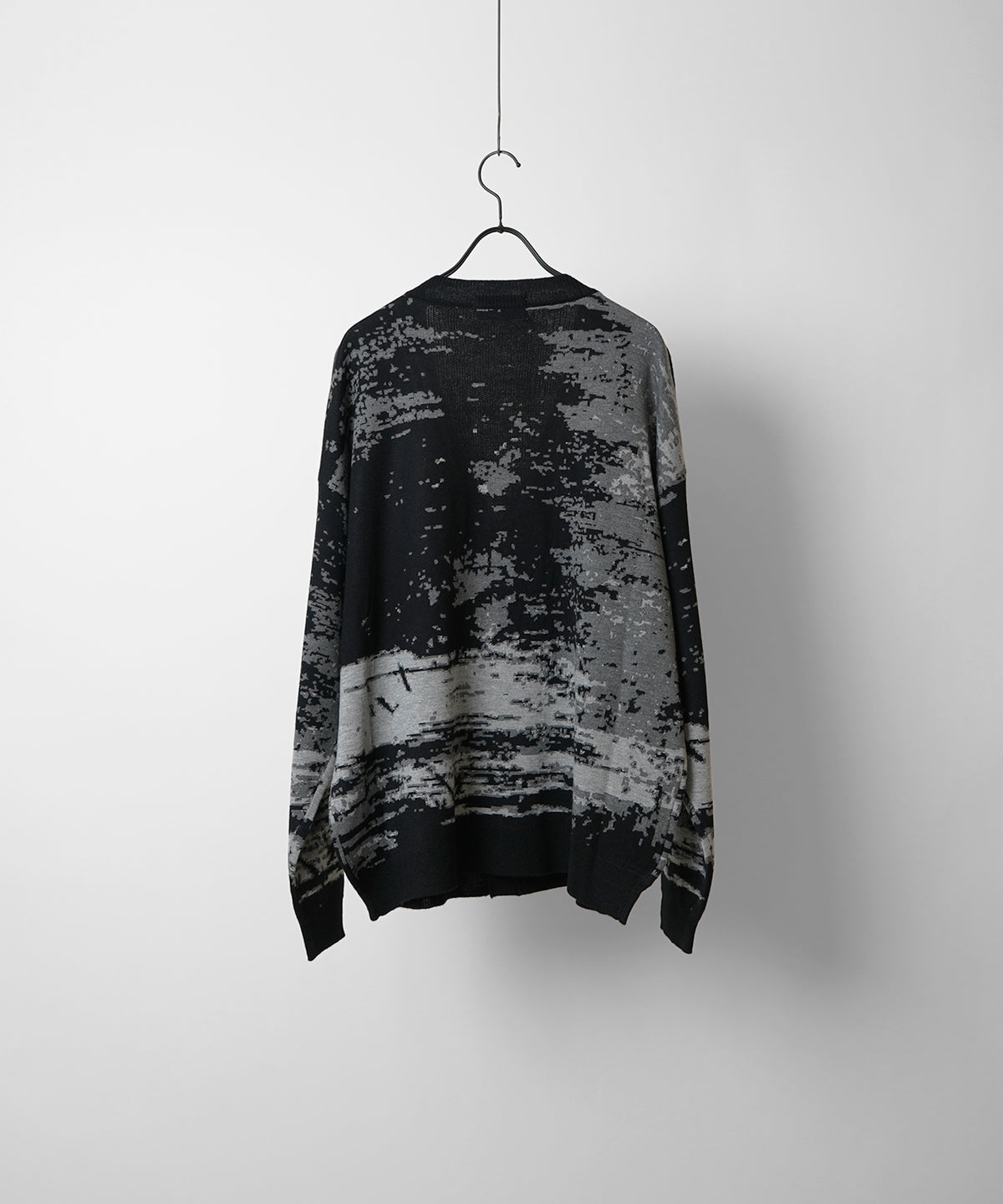 ビッグシルエット クリアスモーク柄 ニットカーディガン