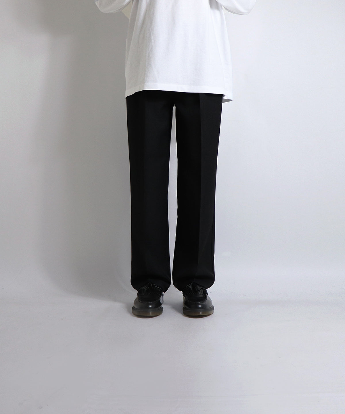 25SS 極美シルエット 脚長 タック センタープレス ストレートパンツ スラックス