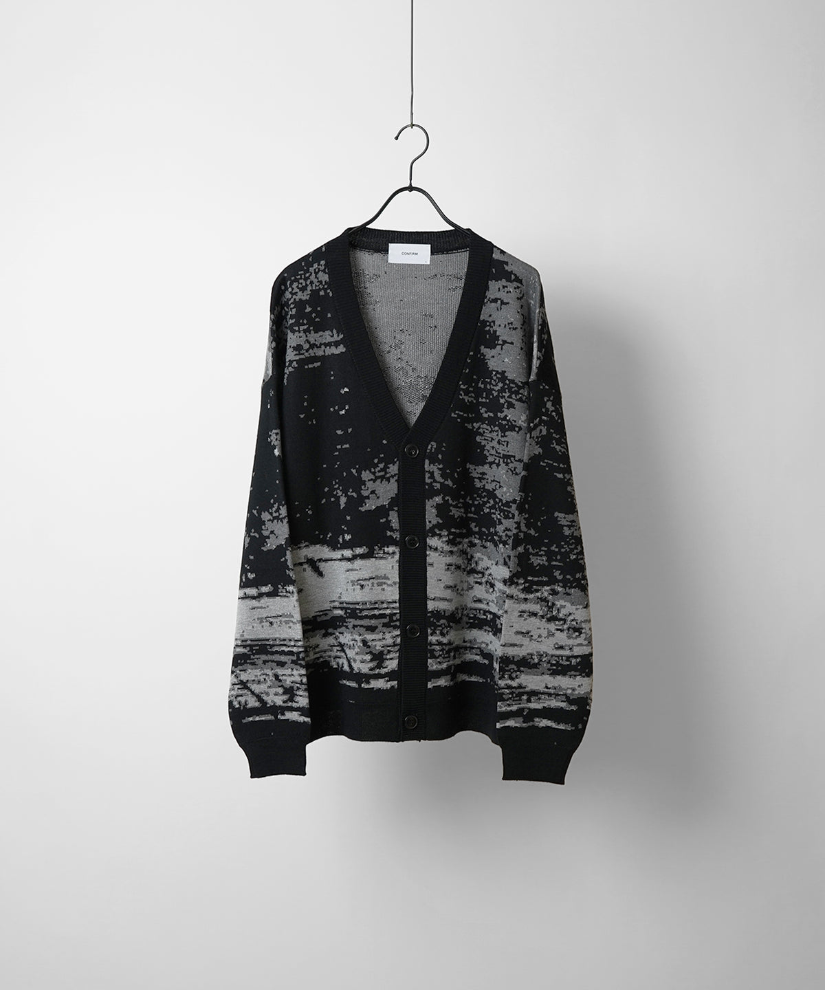 ビッグシルエット クリアスモーク柄 ニットカーディガン