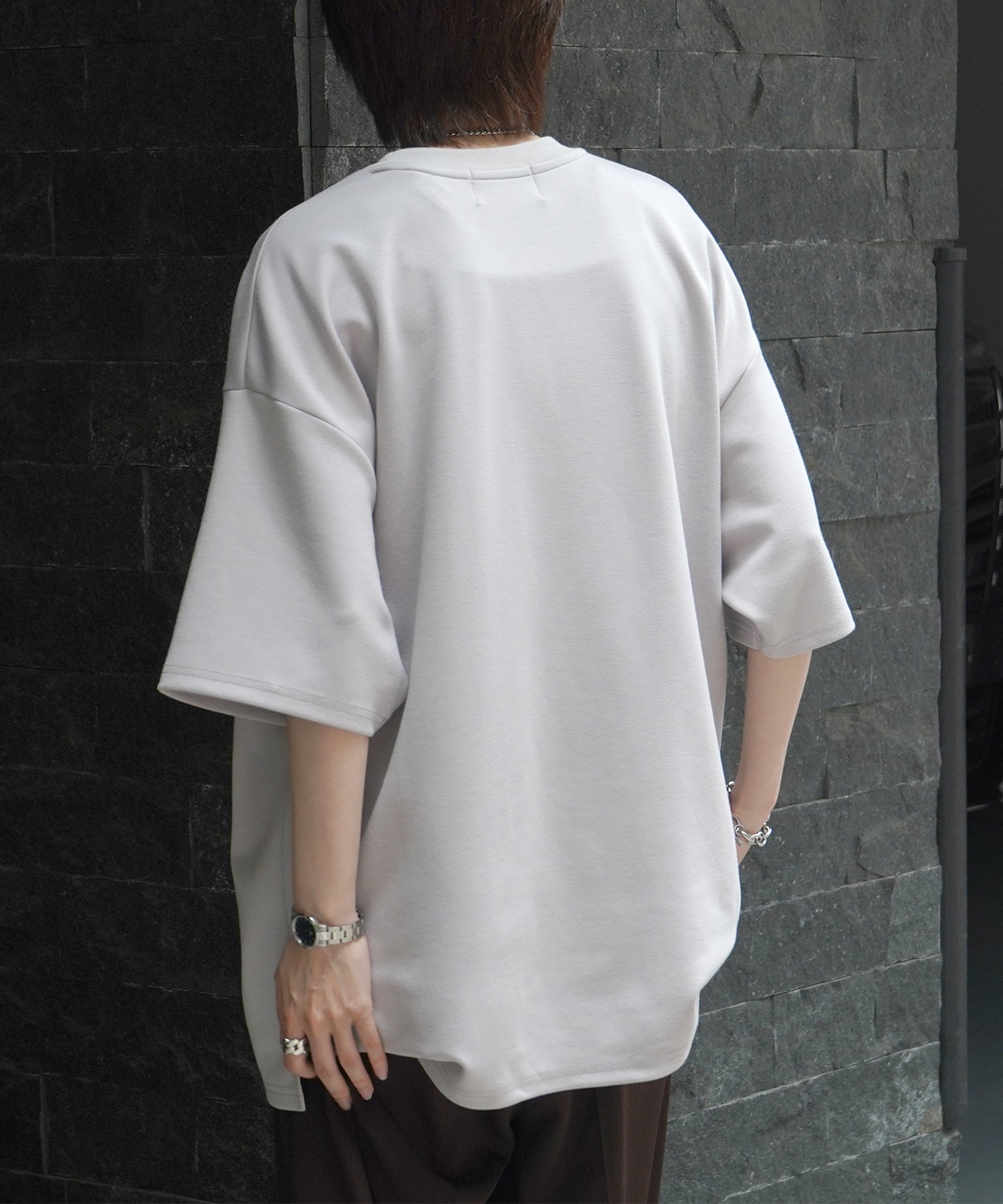 25SS ナチュラルドレープ ビッグシルエット 無地 とろみポンチ半袖Tシャツ