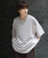 25SS ナチュラルドレープ ビッグシルエット 無地 とろみポンチ半袖Tシャツ
