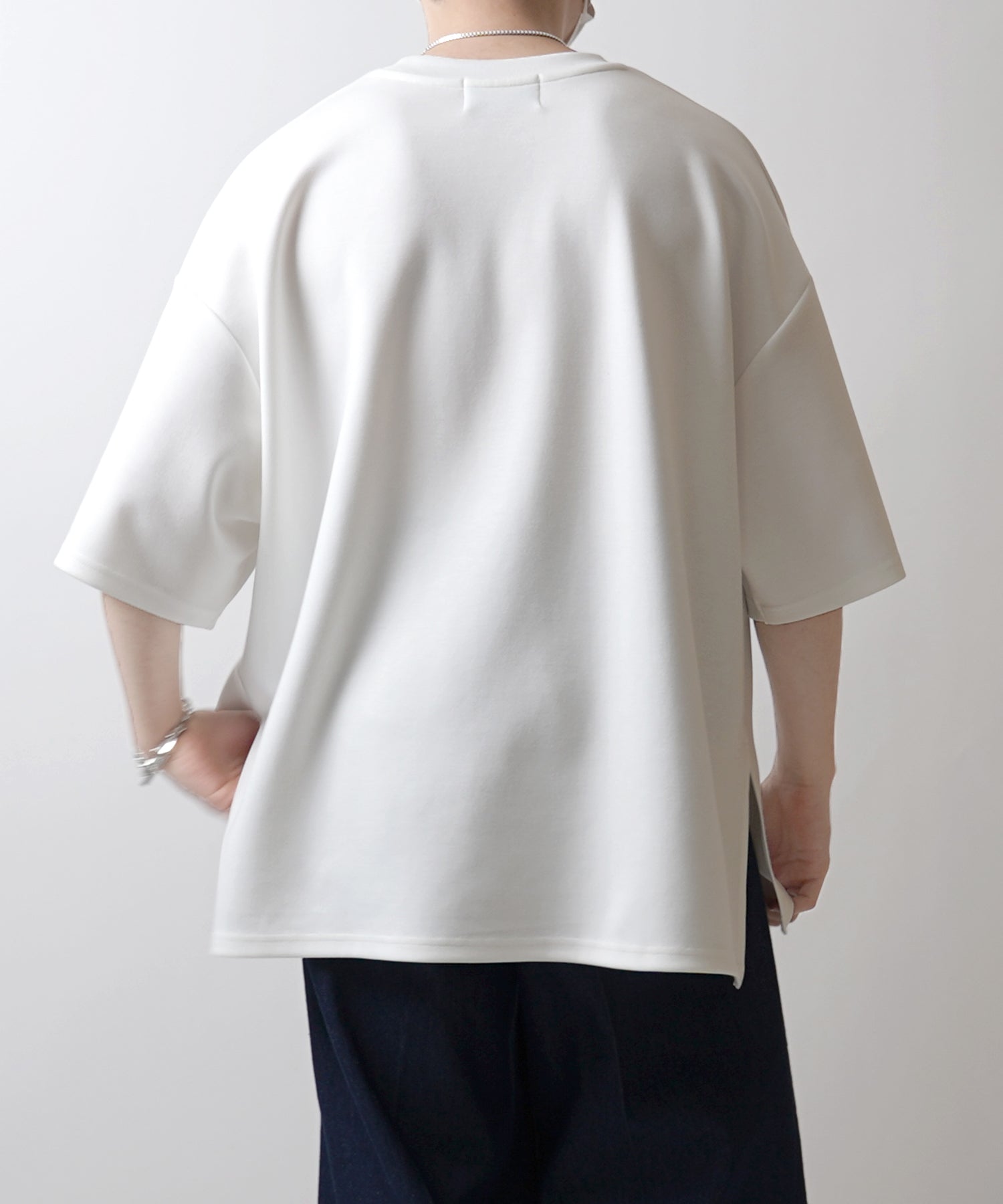 25SS ドレープとろみ ビッグシルエット ワンポイント オーバーサイズ ポンチ半袖Tシャツ