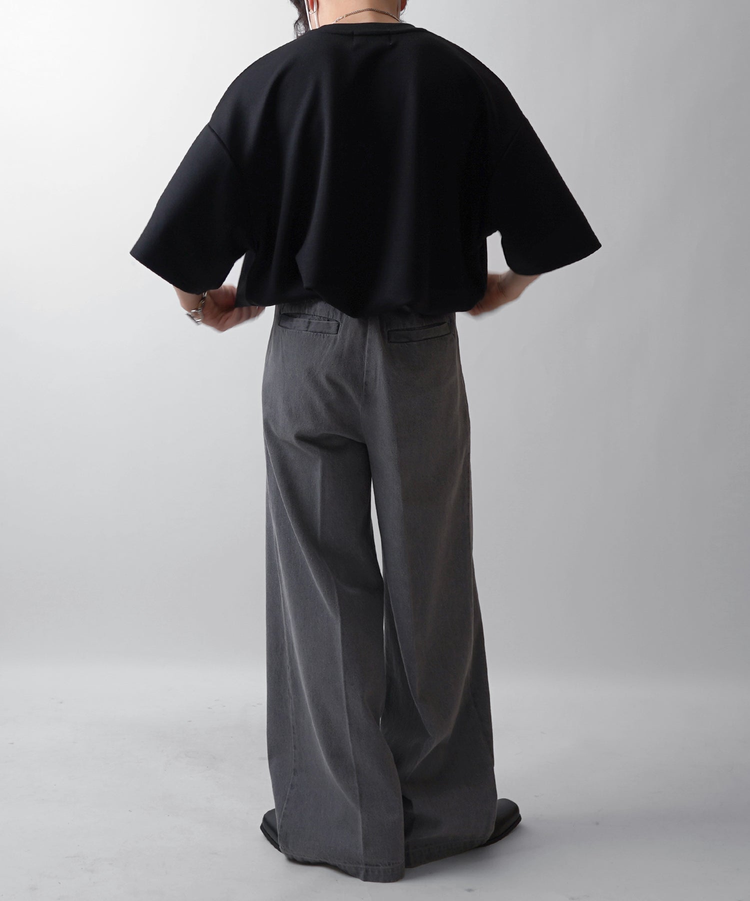 25SS ドレープとろみ ビッグシルエット ワンポイント オーバーサイズ ポンチ半袖Tシャツ