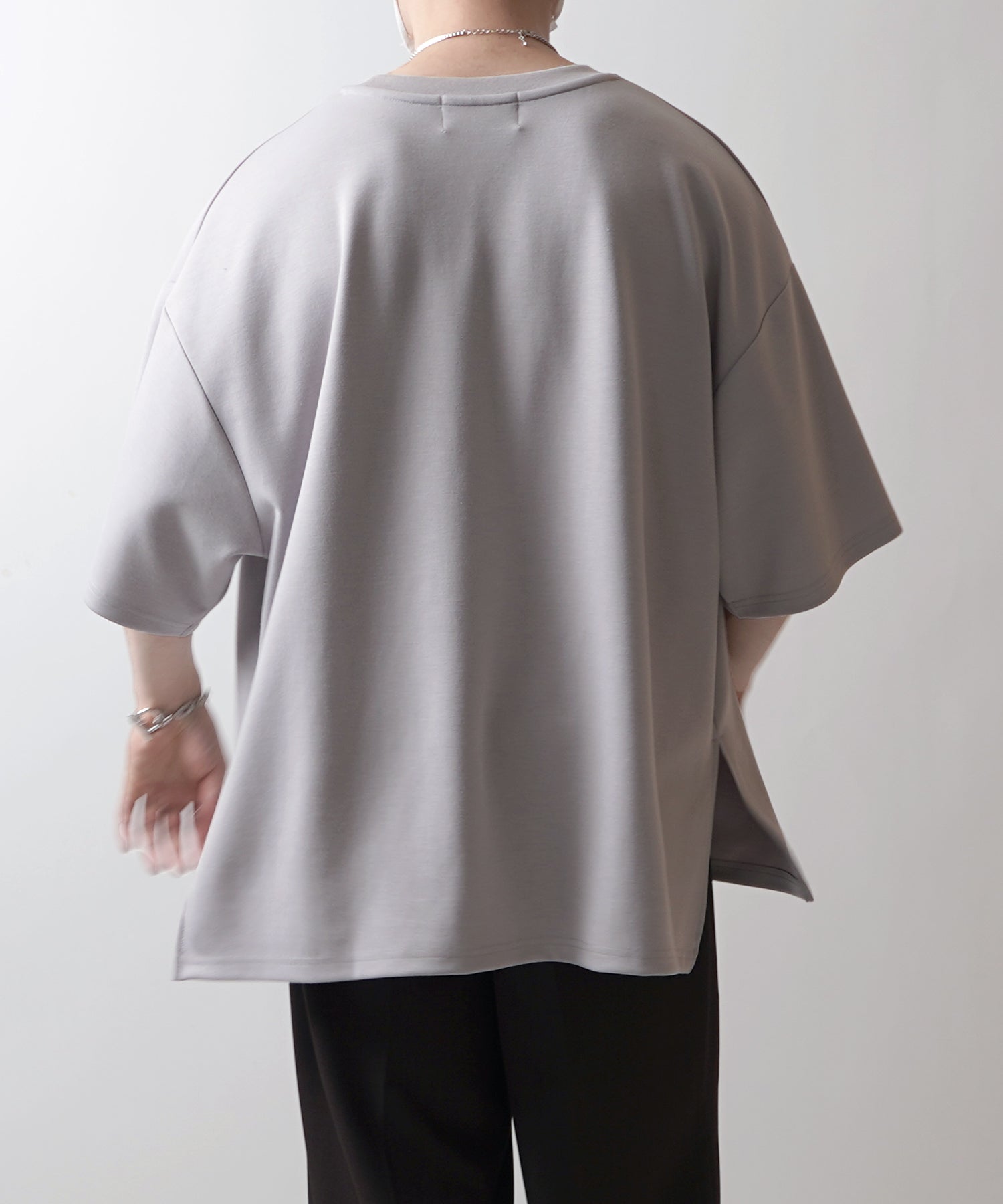 25SS ドレープとろみ ビッグシルエット ワンポイント オーバーサイズ ポンチ半袖Tシャツ