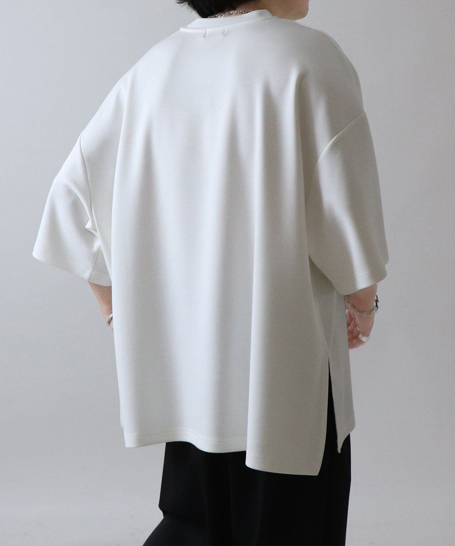 25SS ドレープとろみ ビッグシルエット フォトフロントプリント オーバーサイズ ポンチ半袖Tシャツ
