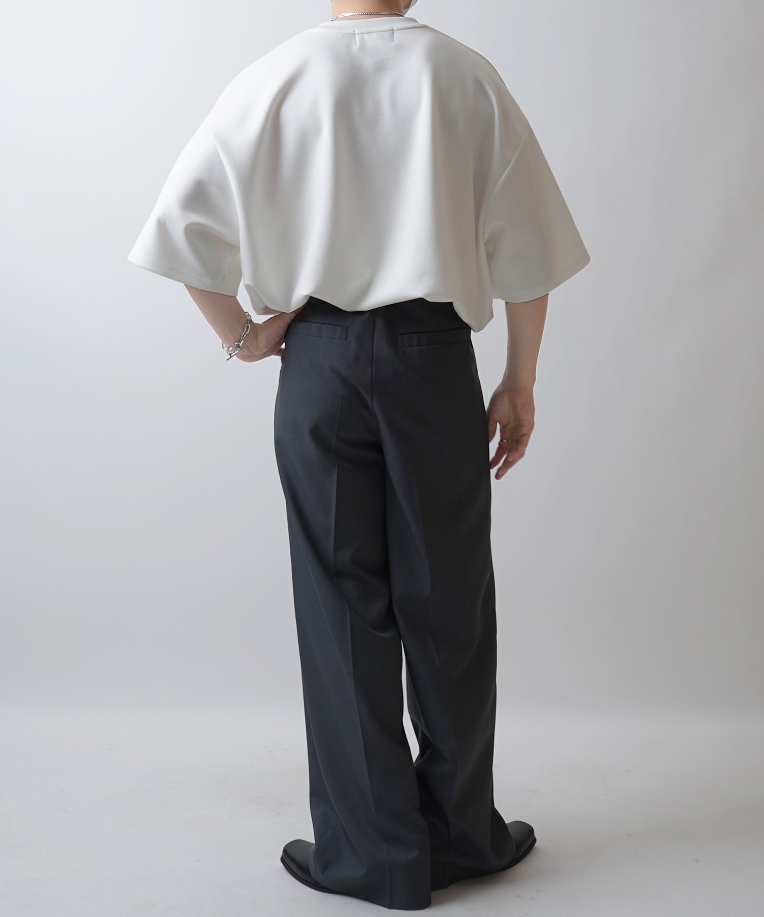 25SS ドレープとろみ ビッグシルエット フォトフロントプリント オーバーサイズ ポンチ半袖Tシャツ