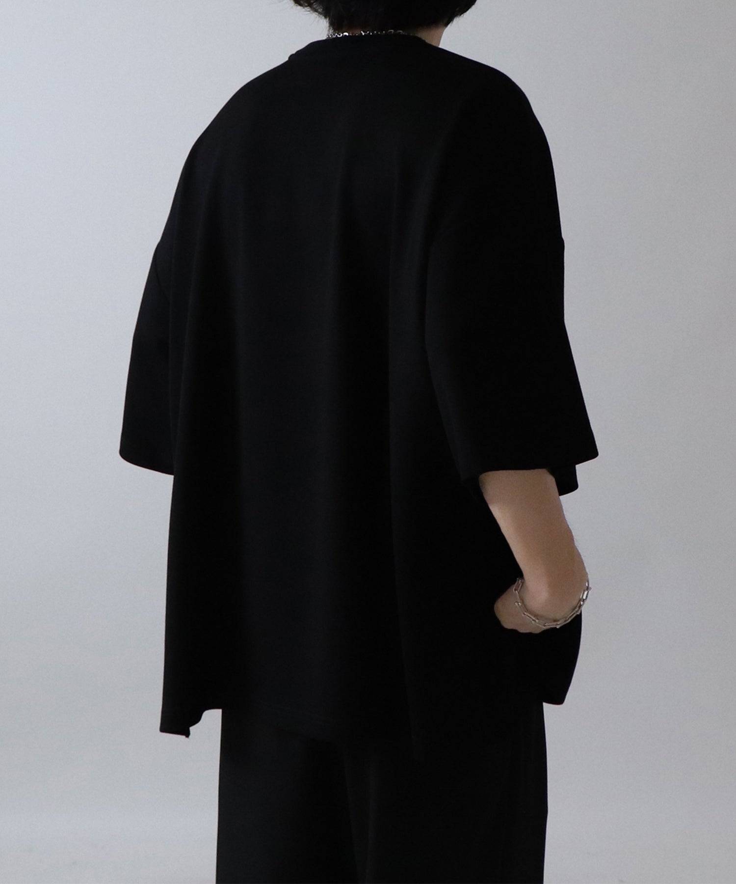 25SS ドレープとろみ ビッグシルエット フォトフロントプリント オーバーサイズ ポンチ半袖Tシャツ