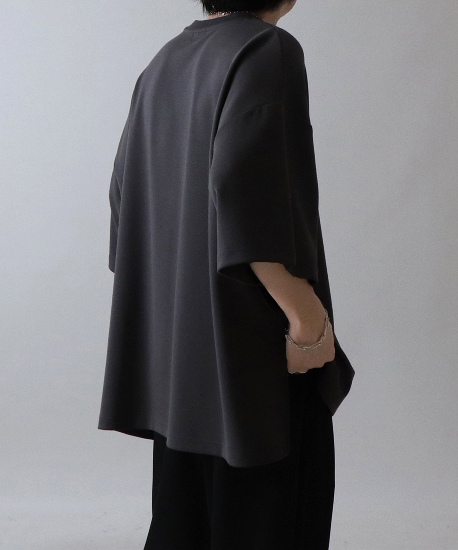 25SS ドレープとろみ ビッグシルエット フォトフロントプリント オーバーサイズ ポンチ半袖Tシャツ