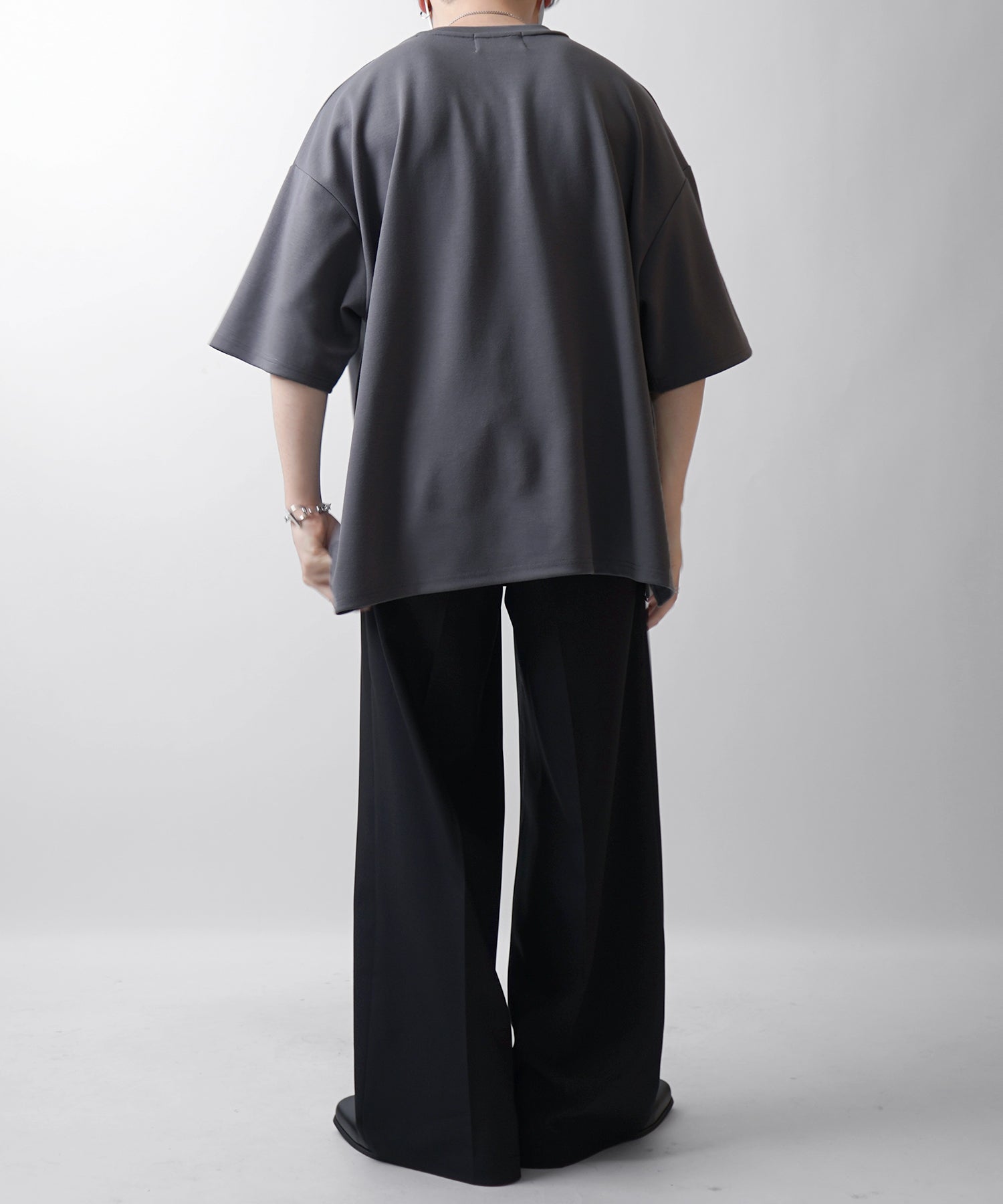 25SS ドレープとろみ ビッグシルエット フォトフロントプリント オーバーサイズ ポンチ半袖Tシャツ