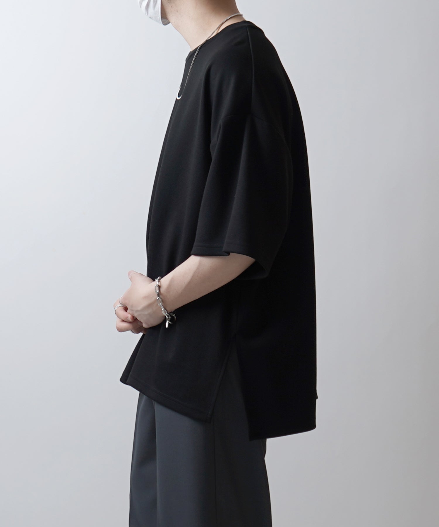 25SS ドレープとろみ ビッグシルエット フォトバックプリント オーバーサイズ ポンチ半袖Tシャツ