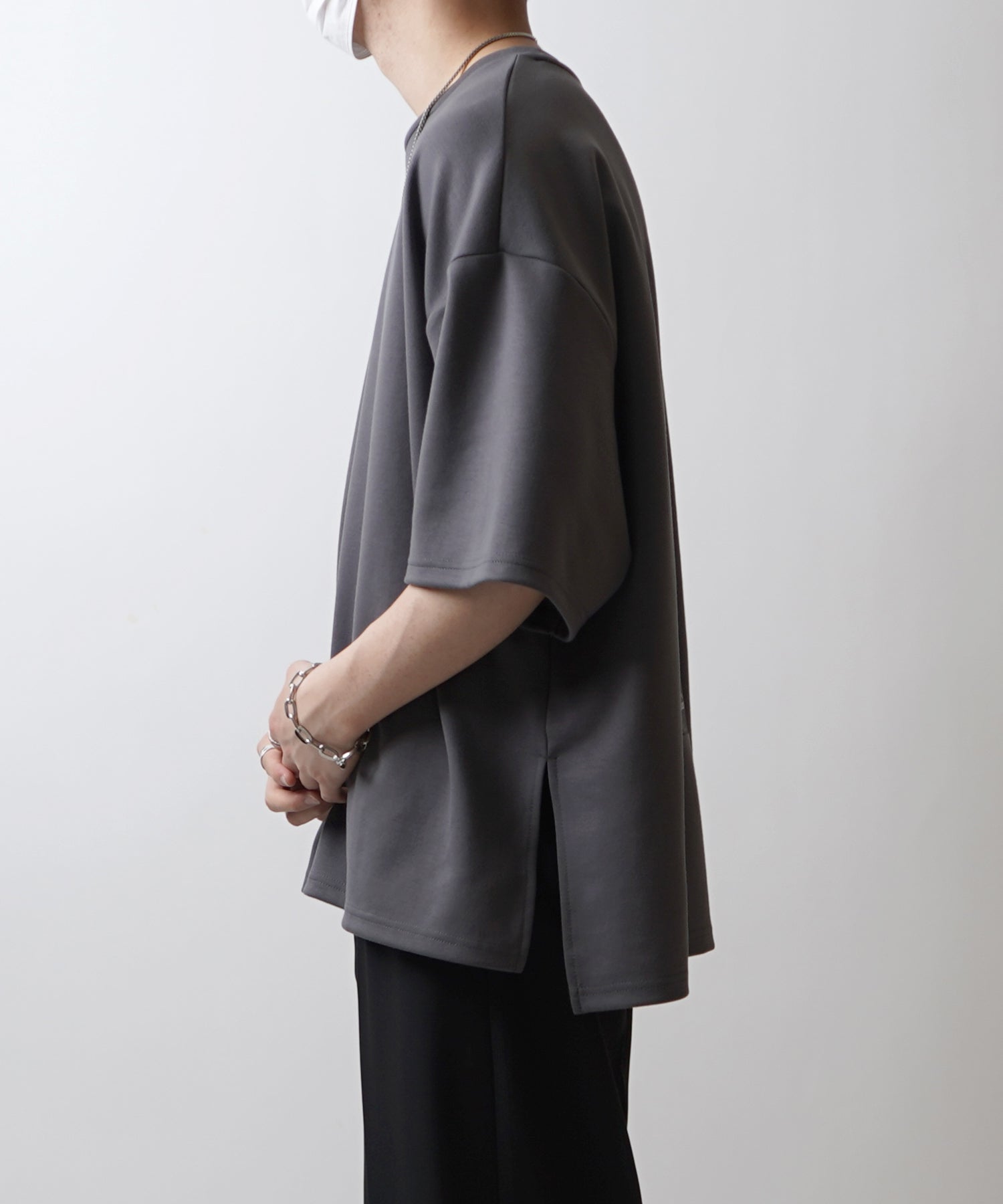 25SS ドレープとろみ ビッグシルエット フォトバックプリント オーバーサイズ ポンチ半袖Tシャツ