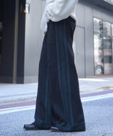 サイドライン ジャガードニット ワイドストレートパンツ
