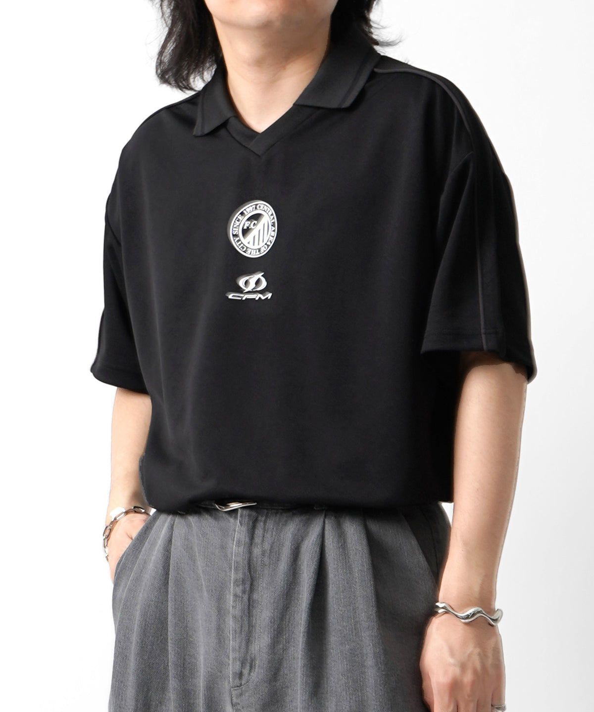 25SS フロントプリント サイドライン ユニフォーム半袖Tシャツ