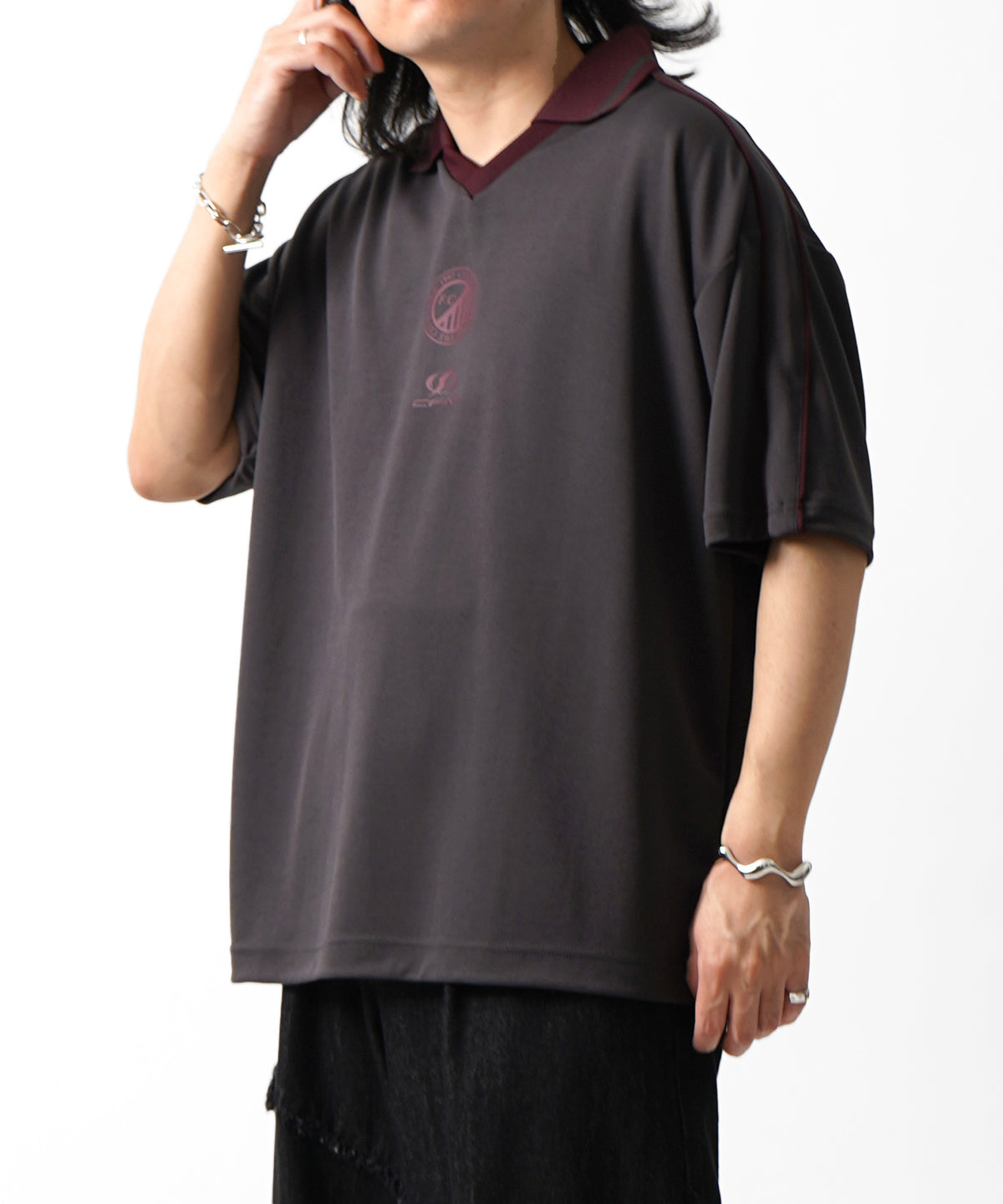 25SS フロントプリント サイドライン ユニフォーム半袖Tシャツ