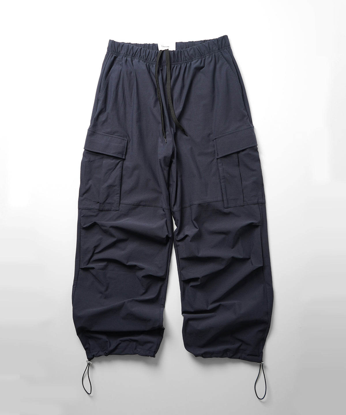 25SS ビッグポケット 裾ドロスト ワイドシルエット ポリメッシュカーゴパンツ