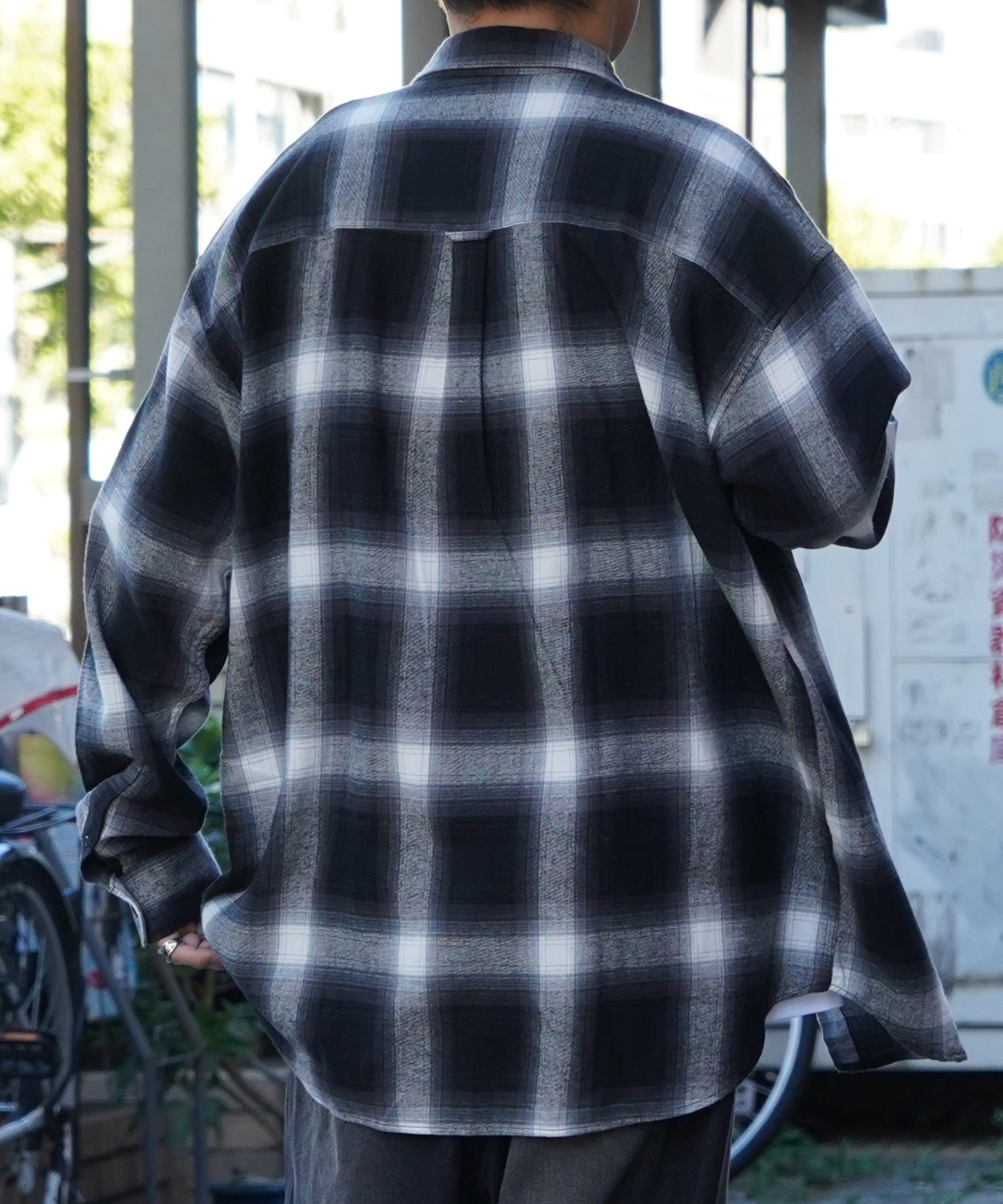 25SS ソフトコットン オンブレチェック / ネルチェック ビッグシルエットシャツ