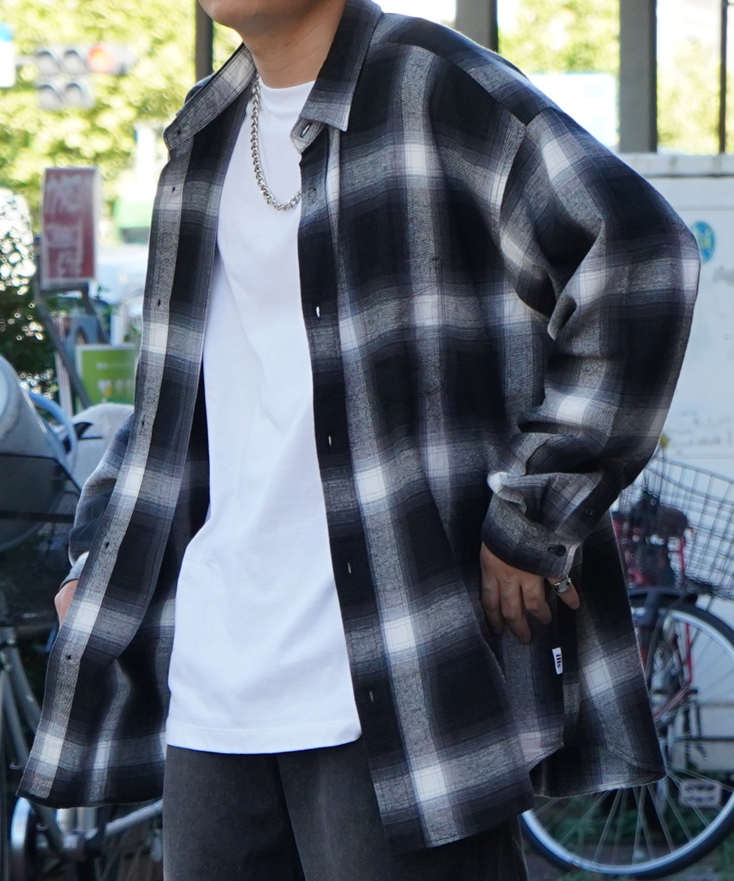 25SS ソフトコットン オンブレチェック / ネルチェック ビッグシルエットシャツ