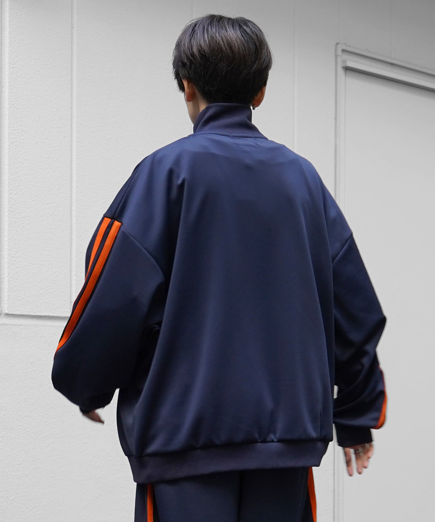 【96thes】韓国ストリート ビッグシルエット ワンポイント刺繍 サイドラインジャージ トラックジャケット