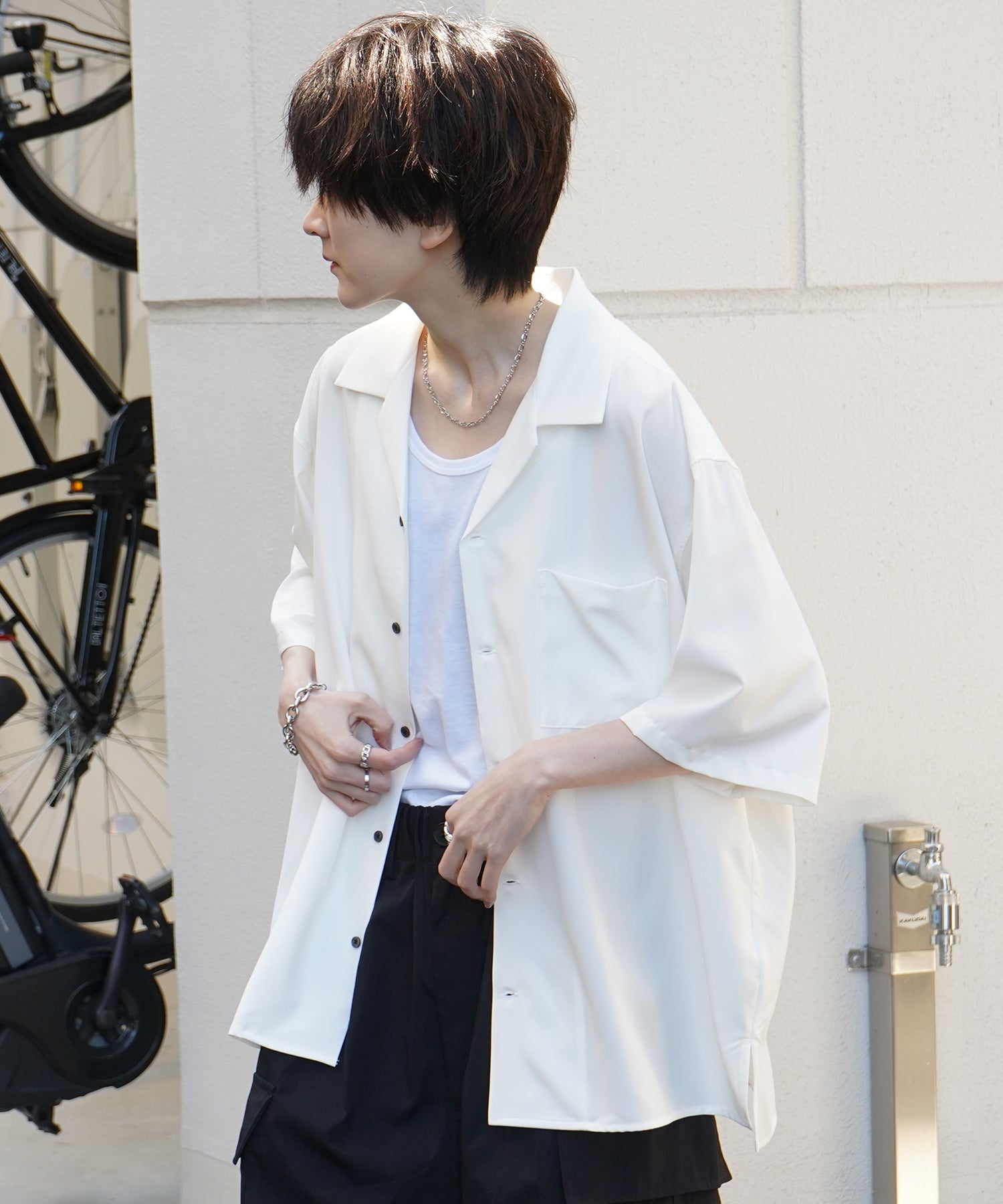 25SS 4WAYストレッチ オープンカラールーズシャツ