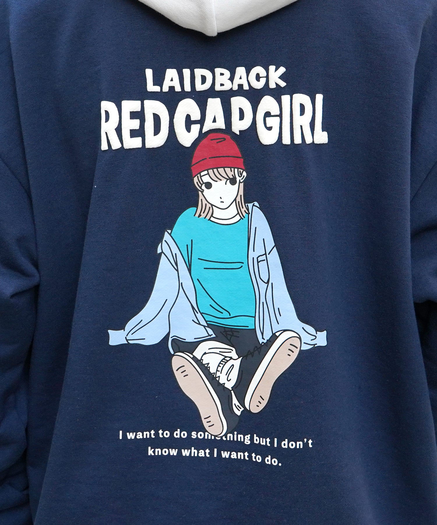 【RED CAP GIRL】24SS ビッグシルエット フロント発泡プリントプルオーバーパーカー