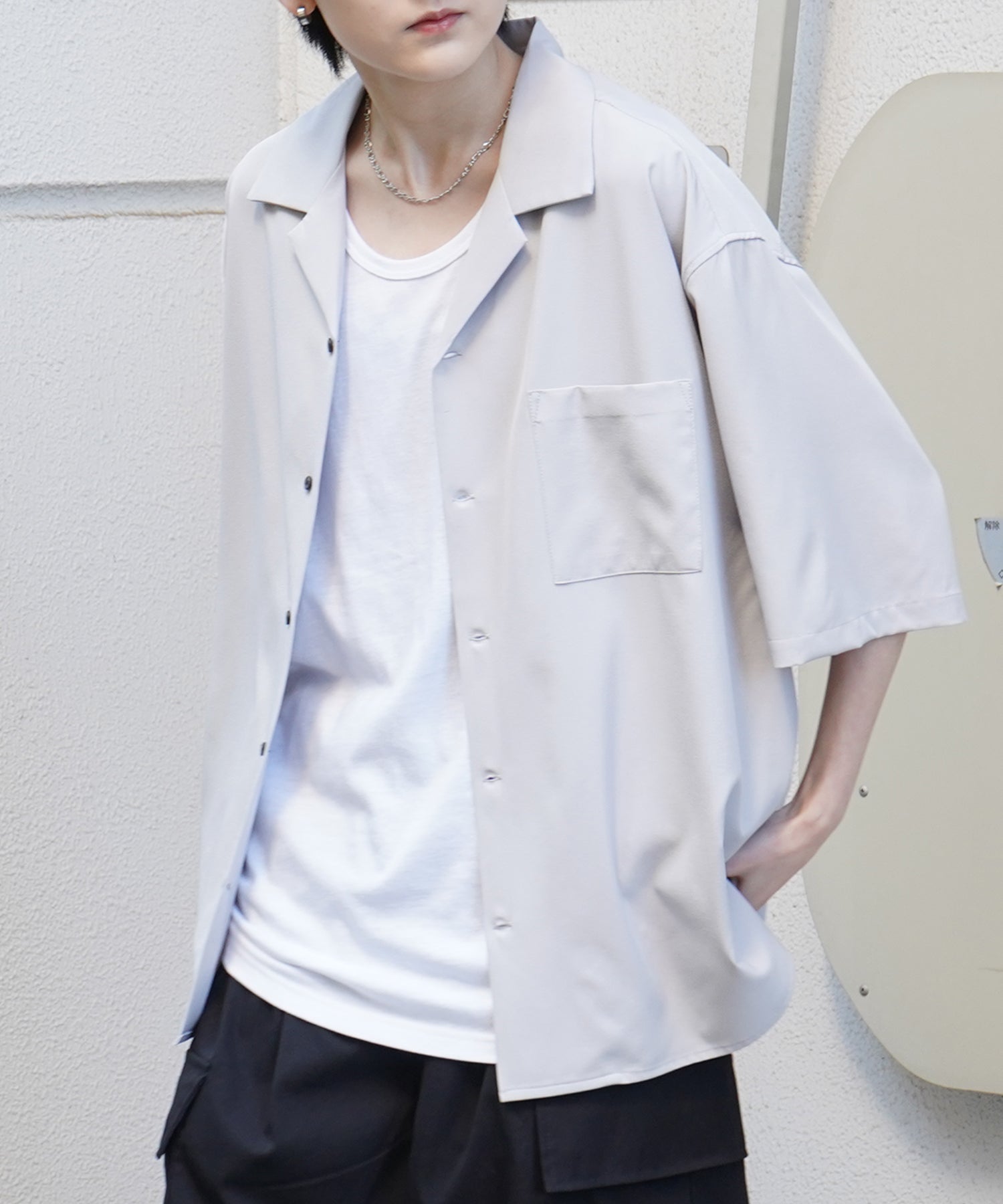 25SS 4WAYストレッチ オープンカラールーズシャツ