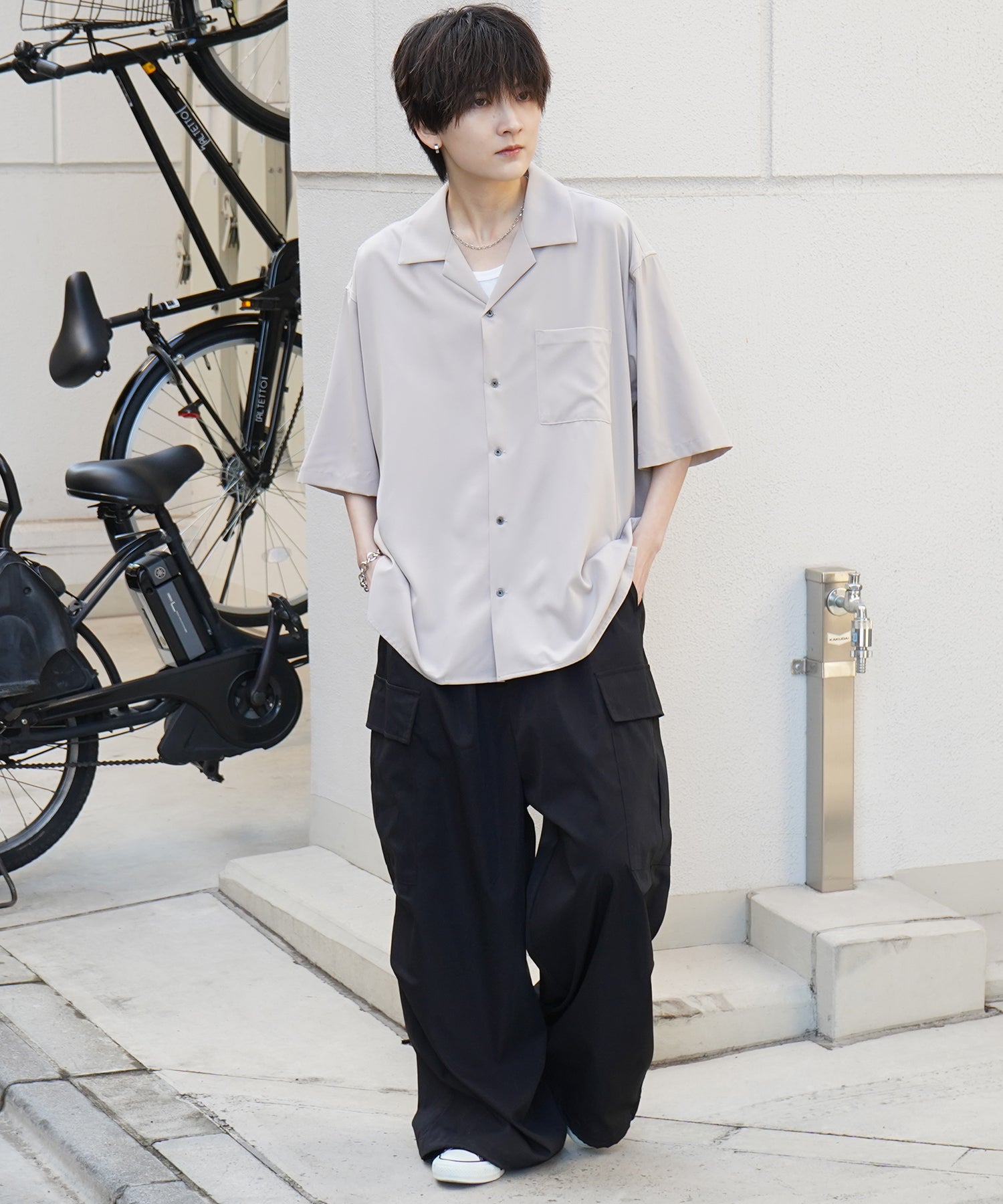 25SS 4WAYストレッチ オープンカラールーズシャツ