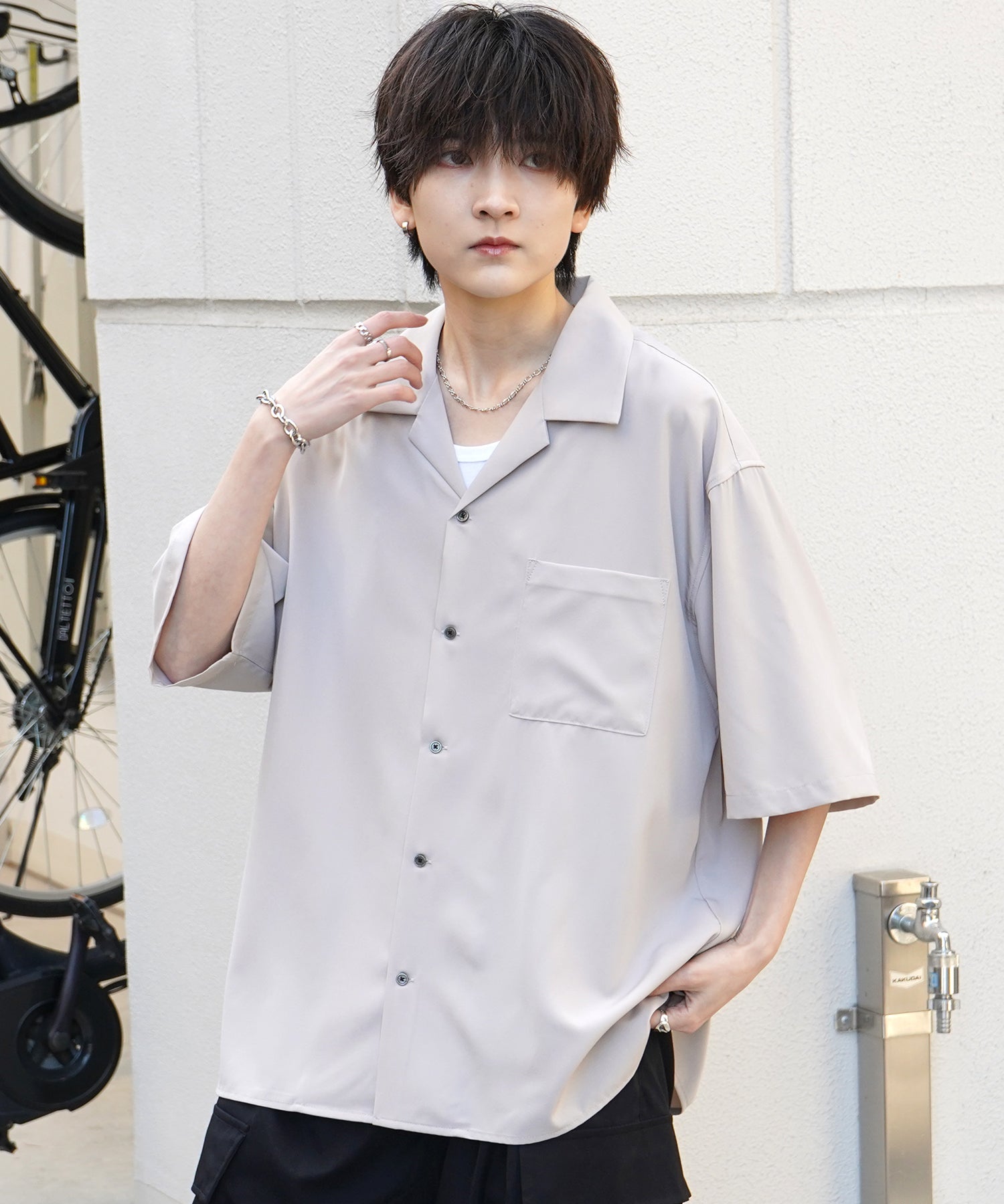 25SS 4WAYストレッチ オープンカラールーズシャツ