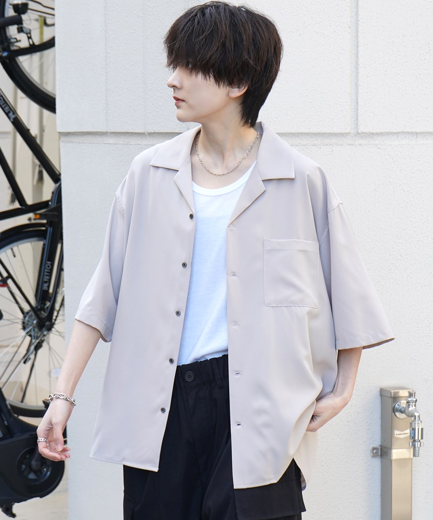 25SS 4WAYストレッチ オープンカラールーズシャツ