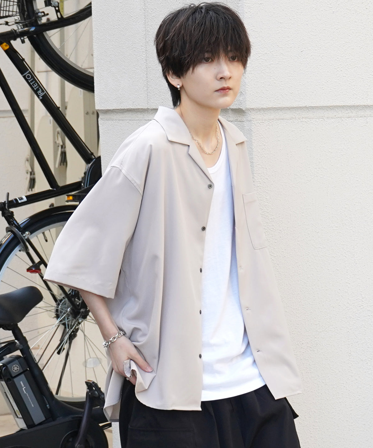 25SS 4WAYストレッチ オープンカラールーズシャツ