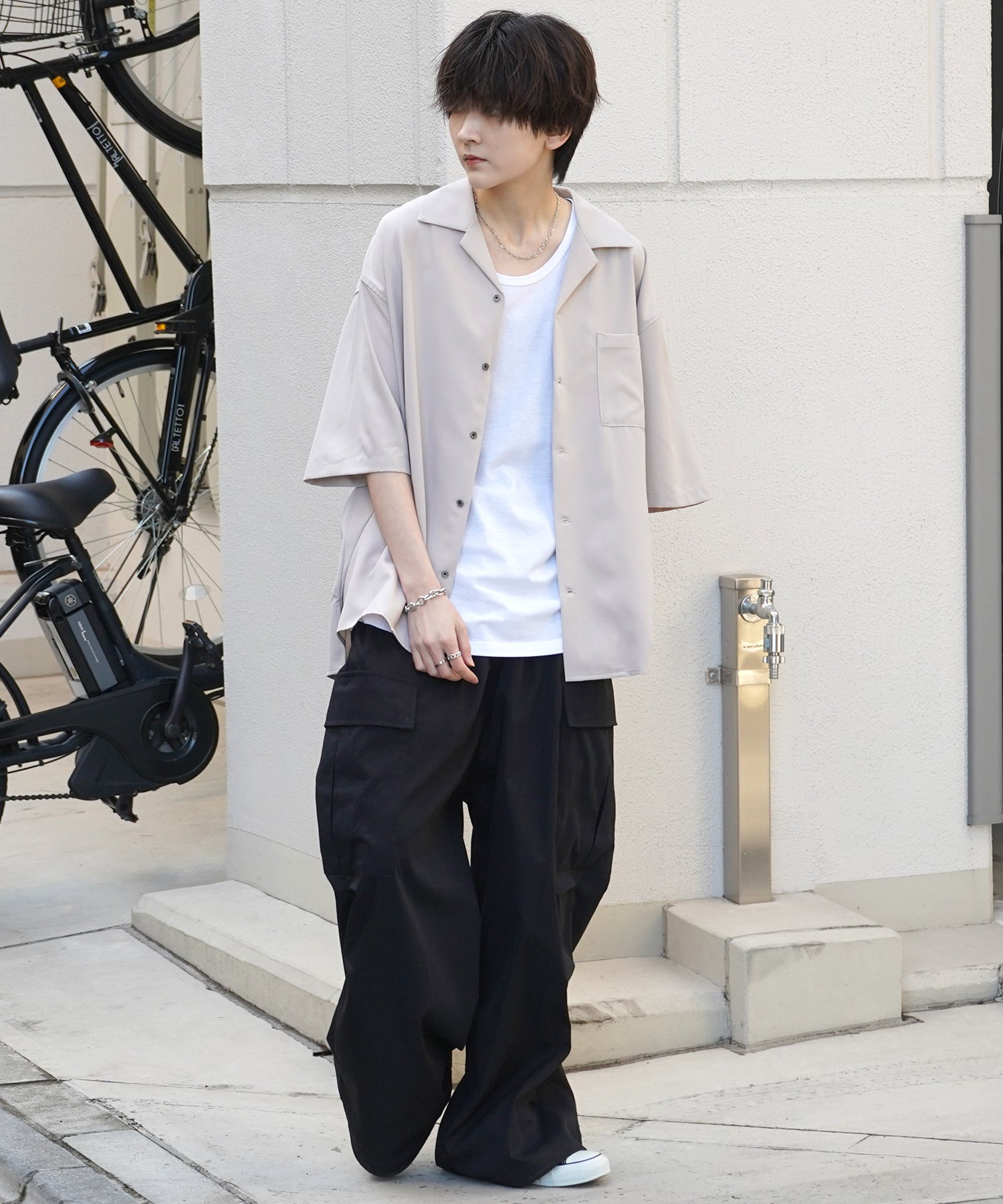 25SS 4WAYストレッチ オープンカラールーズシャツ