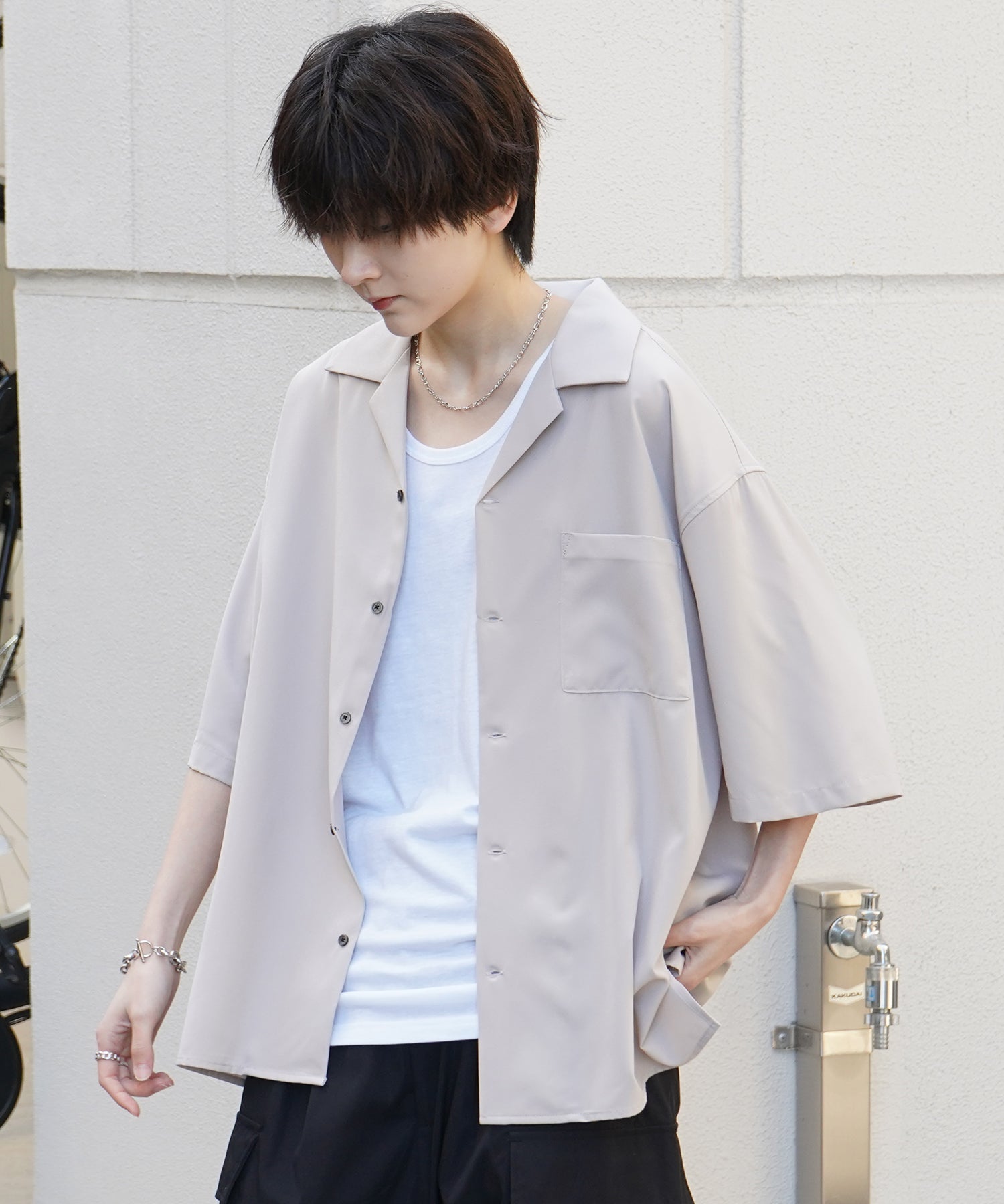 25SS 4WAYストレッチ オープンカラールーズシャツ