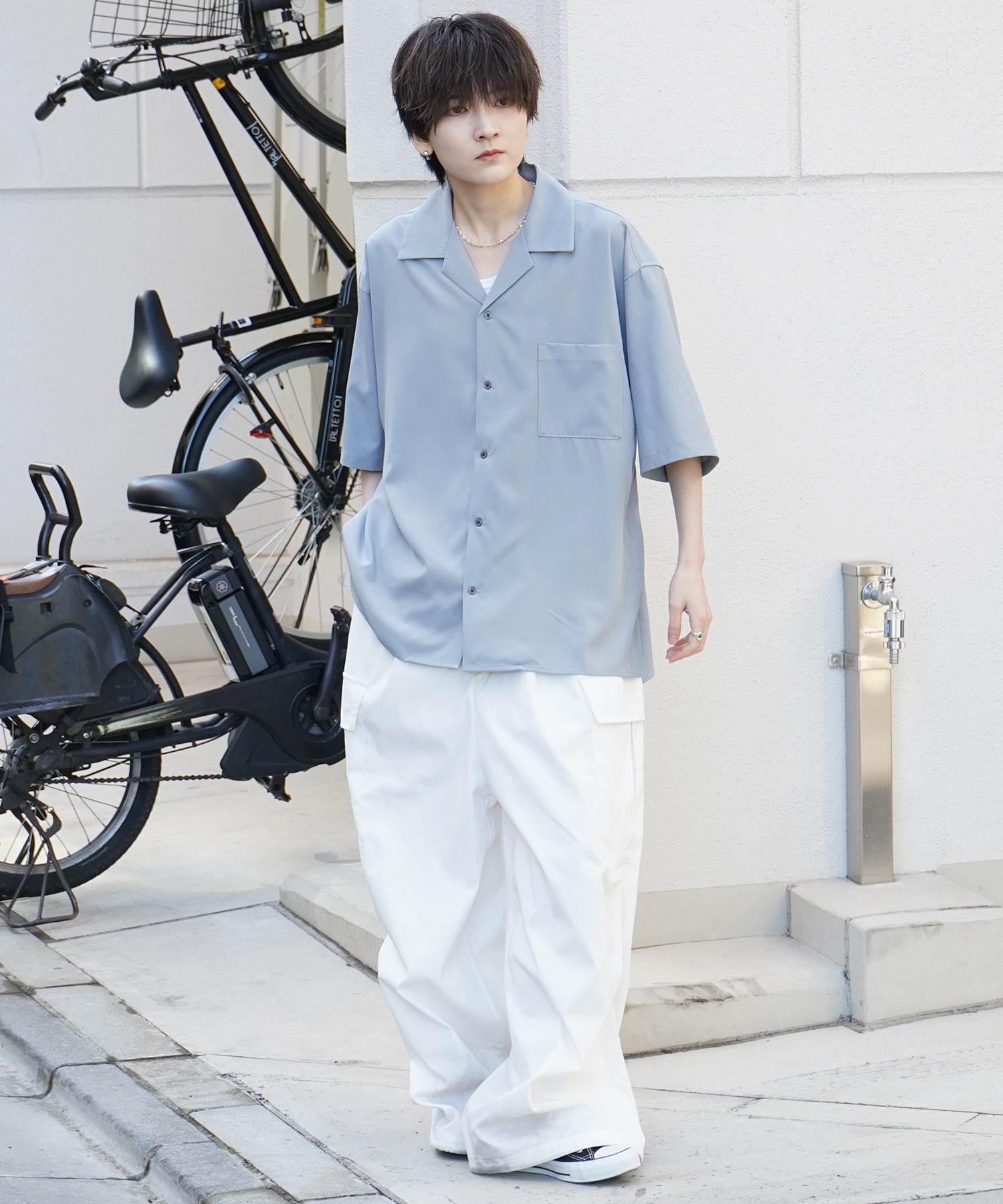 25SS 4WAYストレッチ オープンカラールーズシャツ