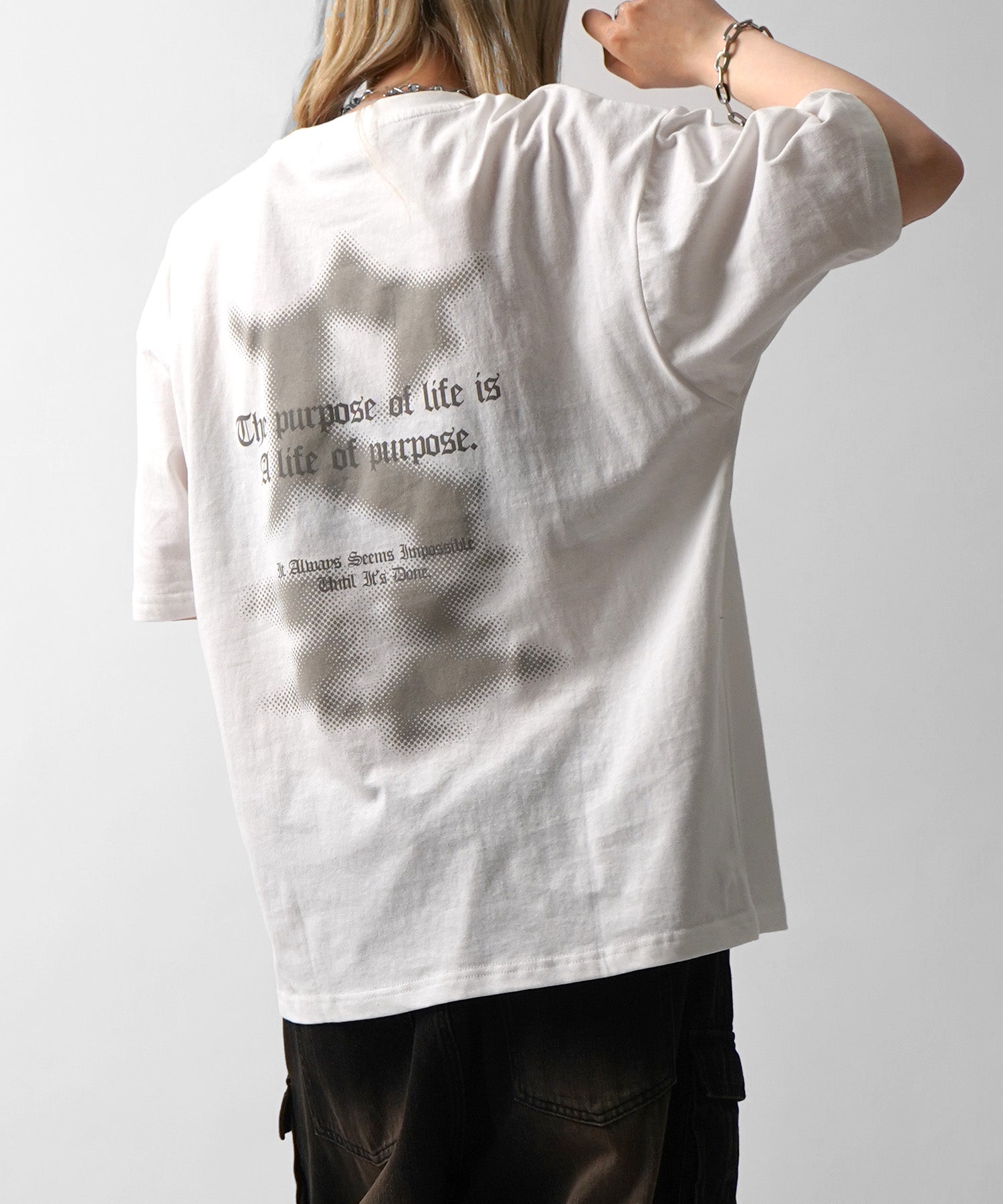25SS フェードロゴ ボックスシルエット グランジ風 レトロモチーフ バックプリント 半袖Tシャツ