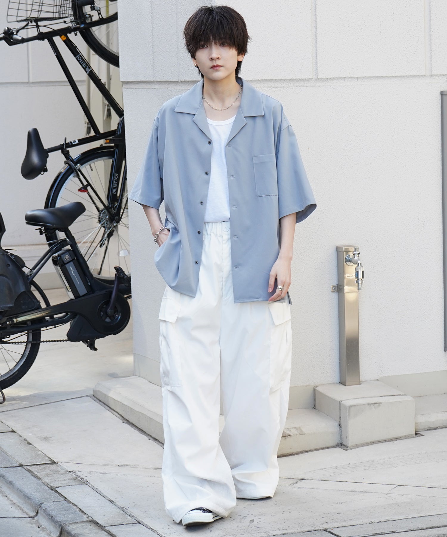 25SS 4WAYストレッチ オープンカラールーズシャツ