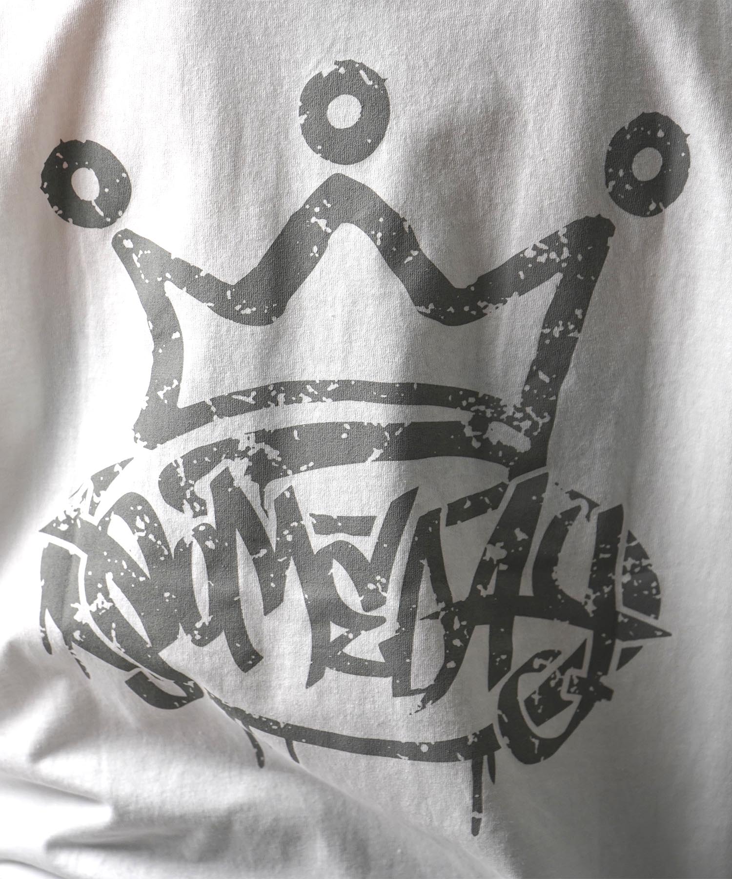 25SS クラウン ボックスシルエット グランジ風 レトロモチーフ バックプリント 半袖Tシャツ