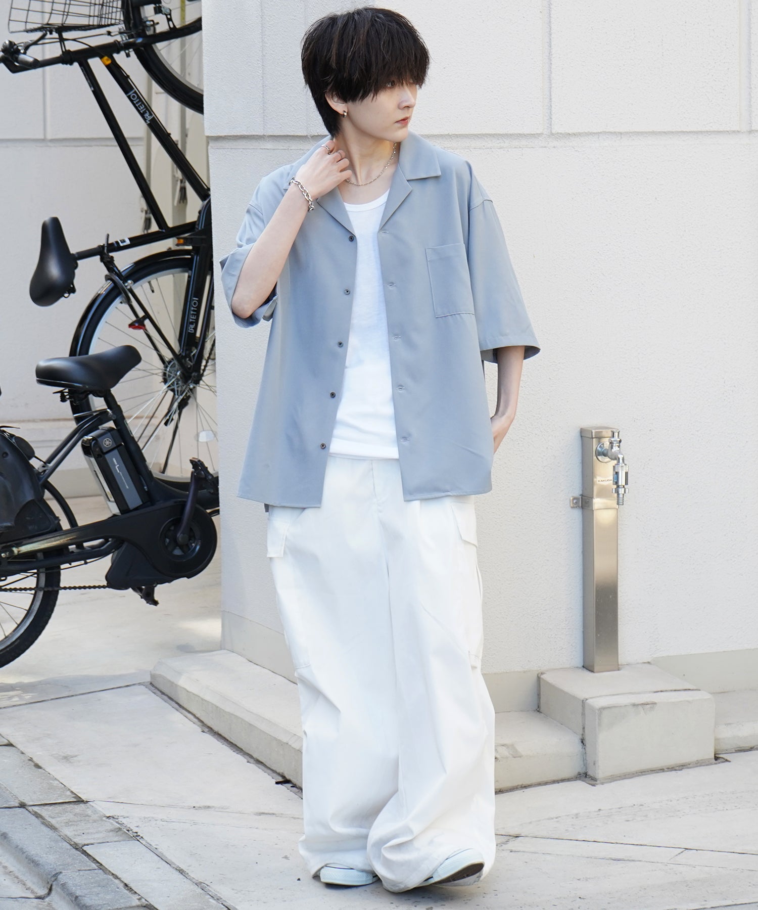 25SS 4WAYストレッチ オープンカラールーズシャツ