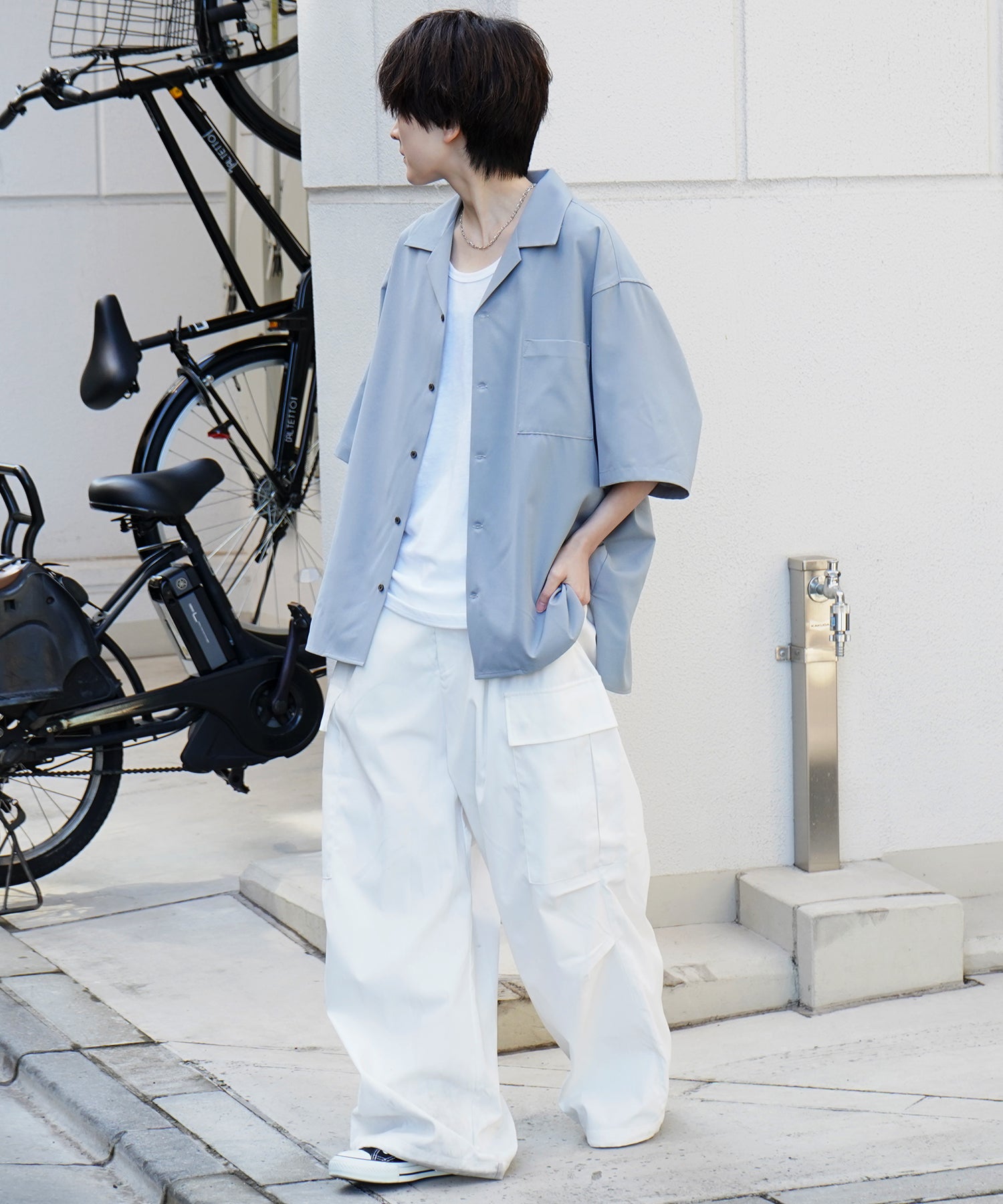 25SS 4WAYストレッチ オープンカラールーズシャツ