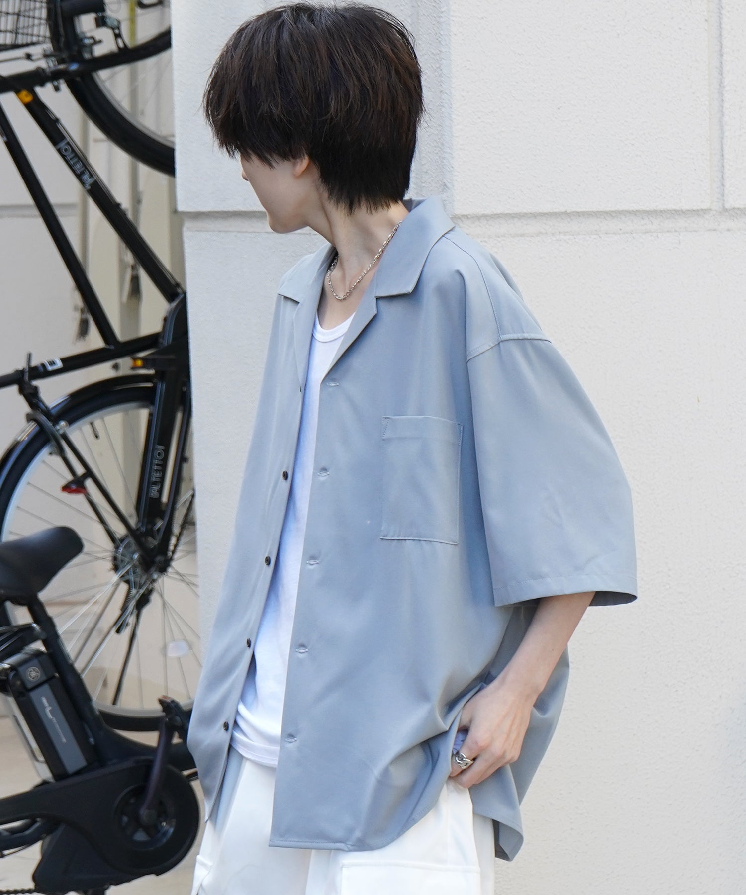 25SS 4WAYストレッチ オープンカラールーズシャツ