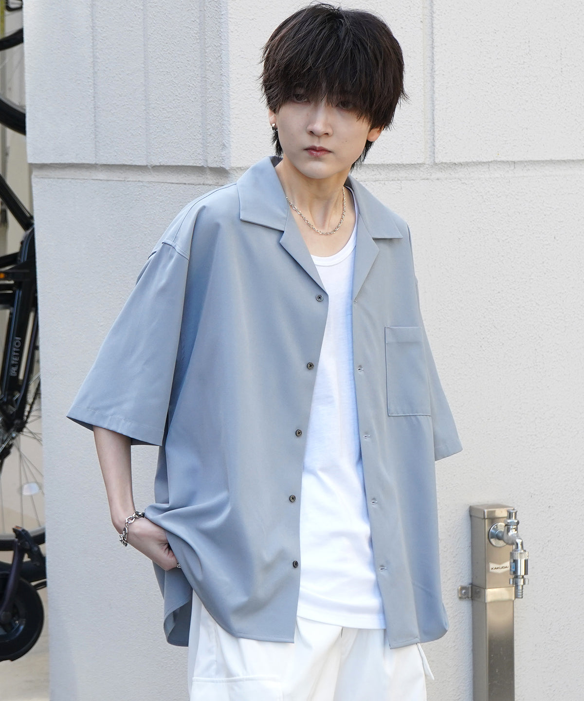 25SS 4WAYストレッチ オープンカラールーズシャツ