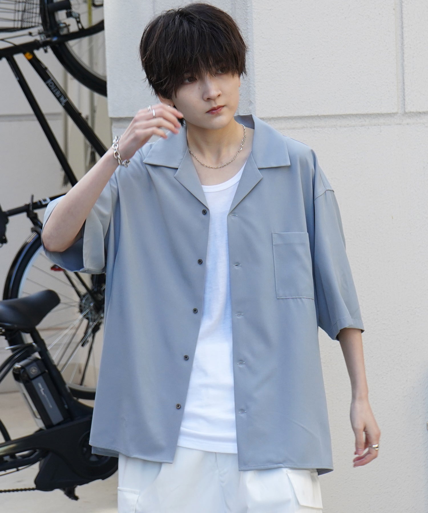 25SS 4WAYストレッチ オープンカラールーズシャツ