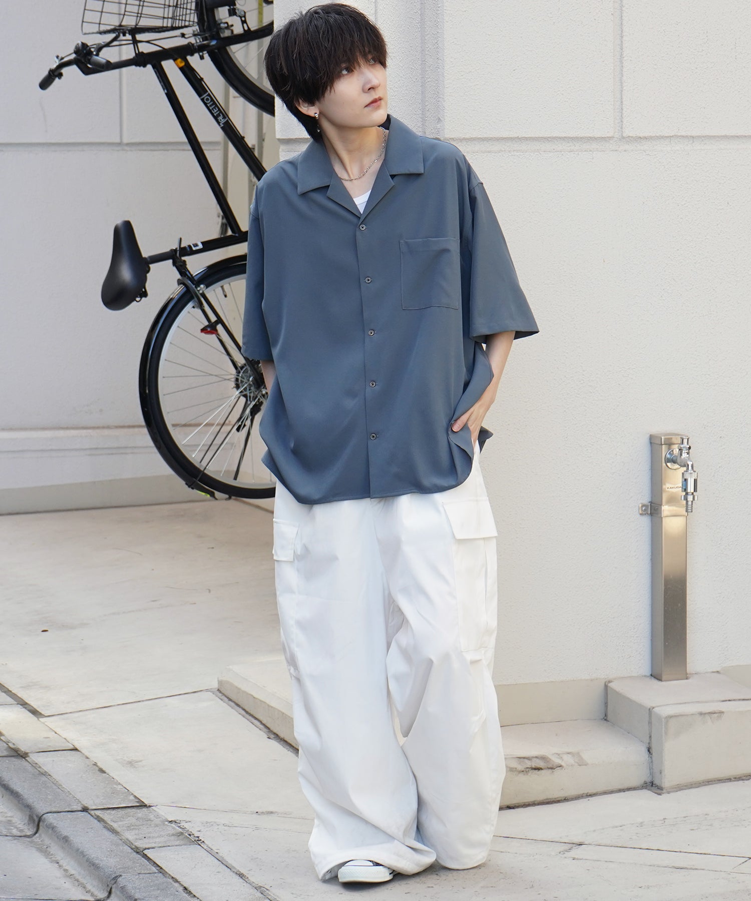 25SS 4WAYストレッチ オープンカラールーズシャツ