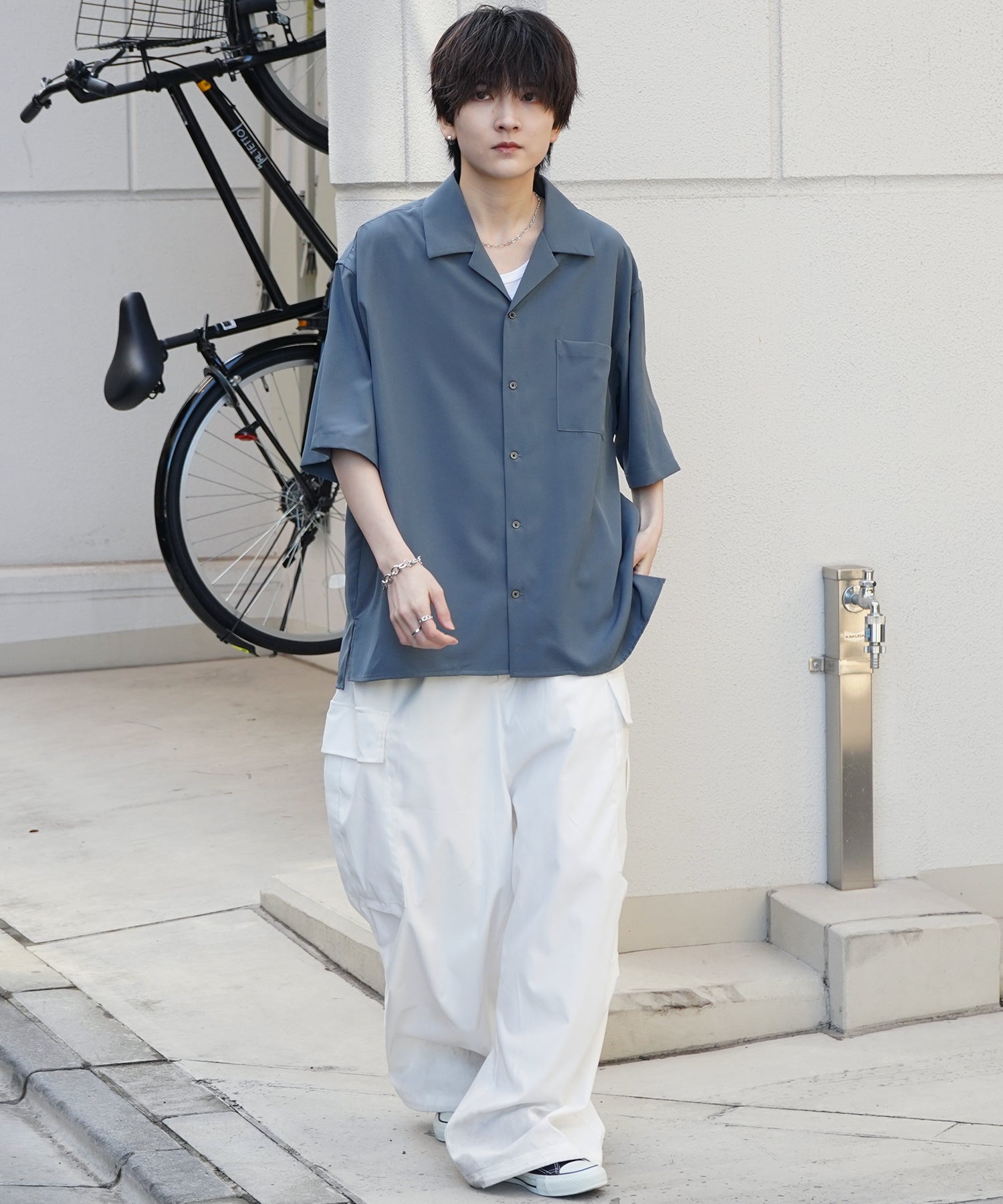 25SS 4WAYストレッチ オープンカラールーズシャツ