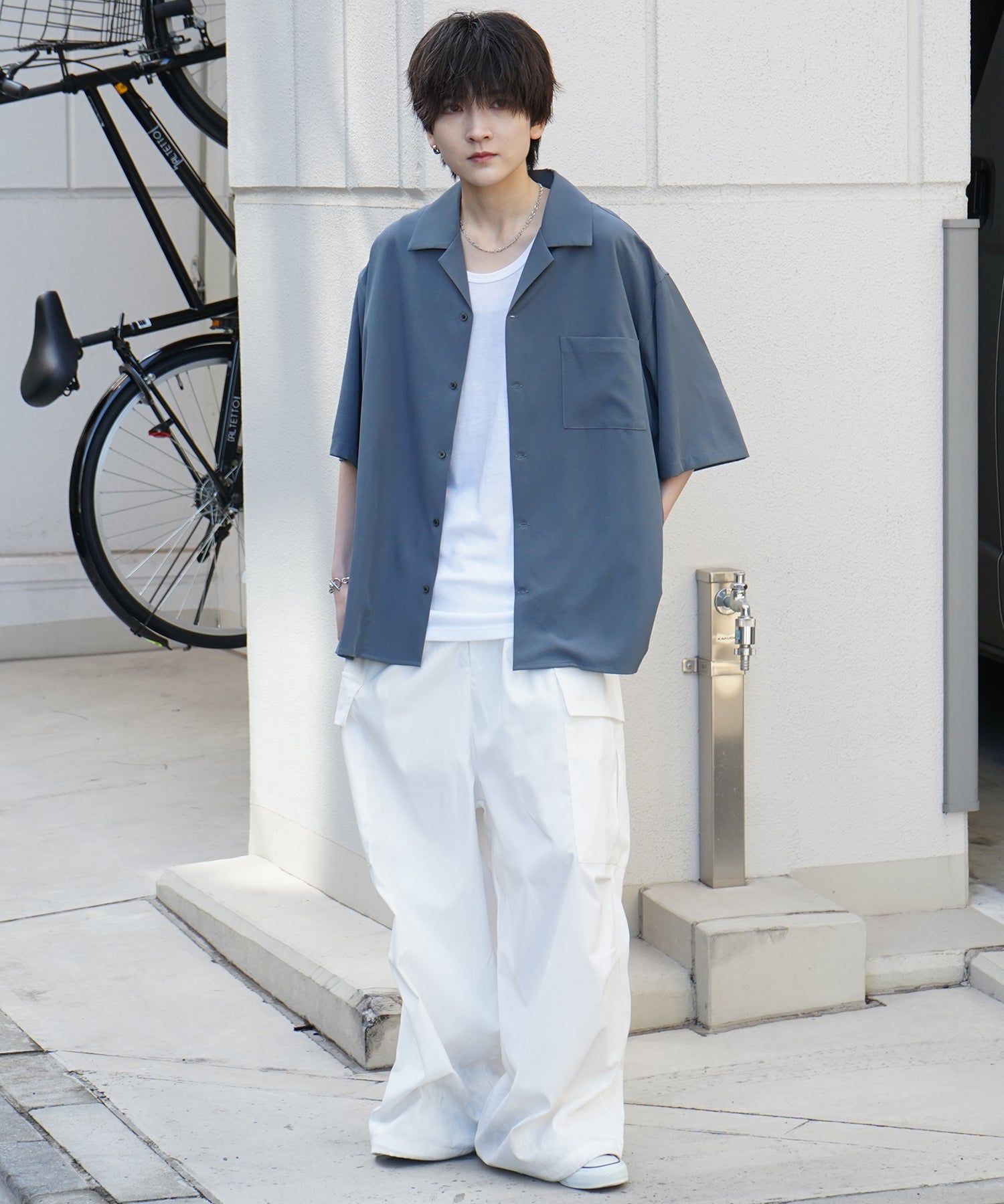 25SS 4WAYストレッチ オープンカラールーズシャツ