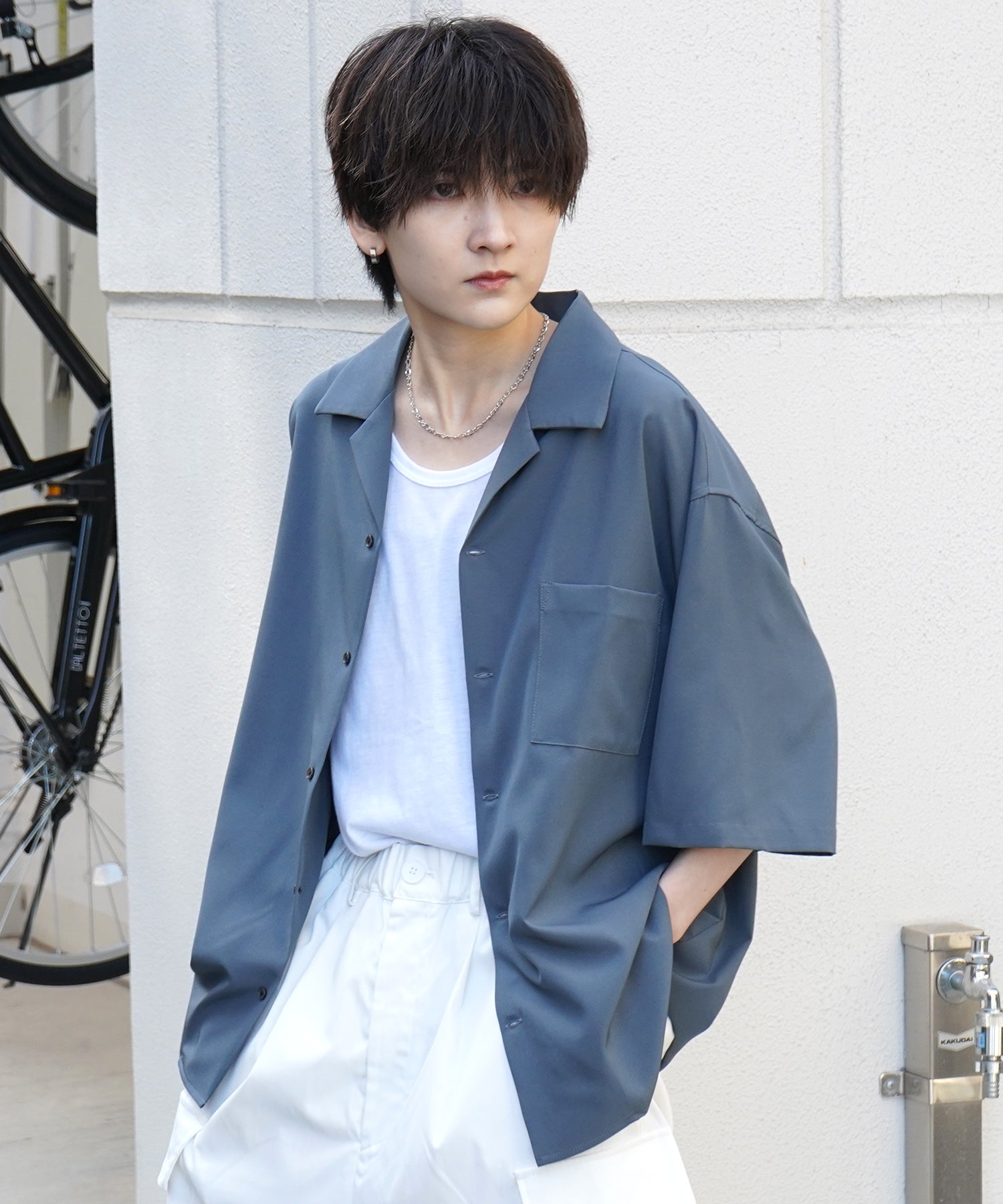 25SS 4WAYストレッチ オープンカラールーズシャツ